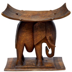 Mid-20th Century Indonesian Carved Hardwood Elephant Stool