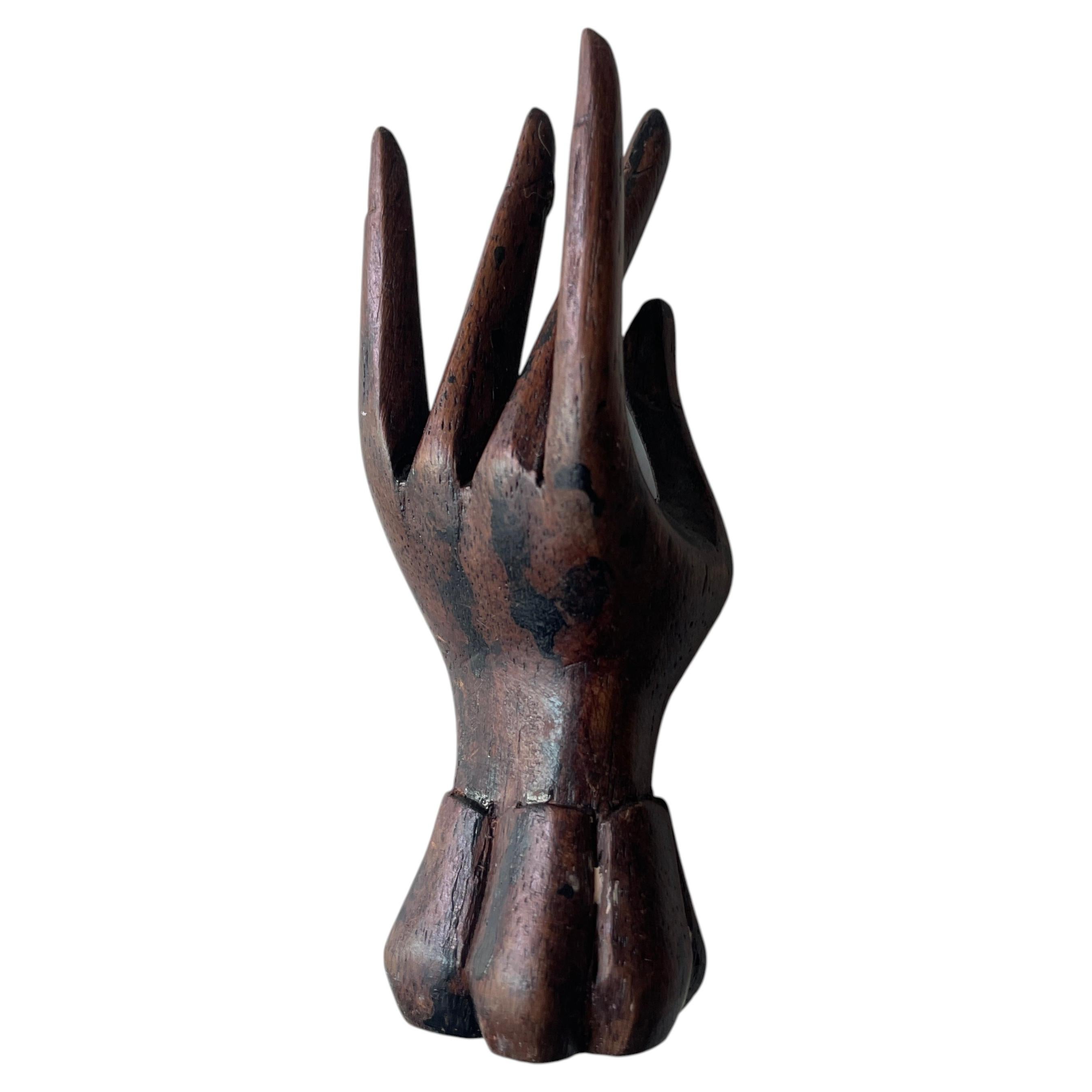 Mid-20th Century Indonesian Hand-Carved Wooden Hand Sculpture