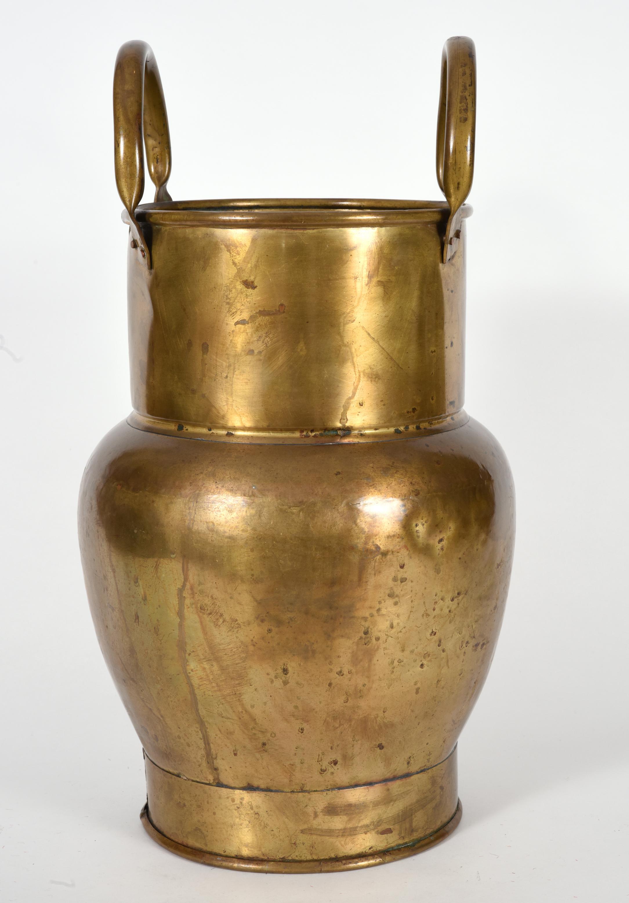 Mid-20th Century Indoor / Outdoor Brass Umbrella Stand In Excellent Condition In Tarry Town, NY