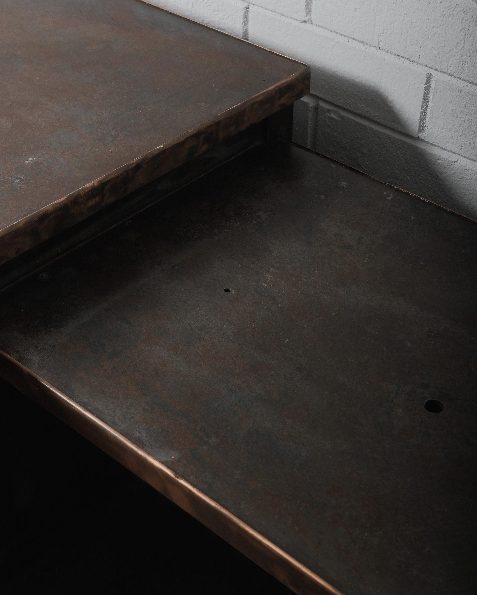 Mid-20th Century Industrial Steel and Copper-Topped Desk For Sale 1