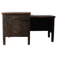 Vintage Mid-20th Century Industrial Steel and Copper-Topped Desk