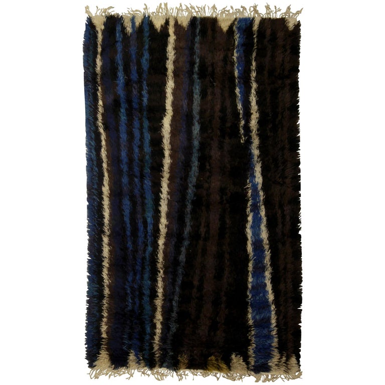 Doris Leslie Blau Collection Midcentury Ingrid Dessau Swedish Striped Rug  For Sale at 1stDibs