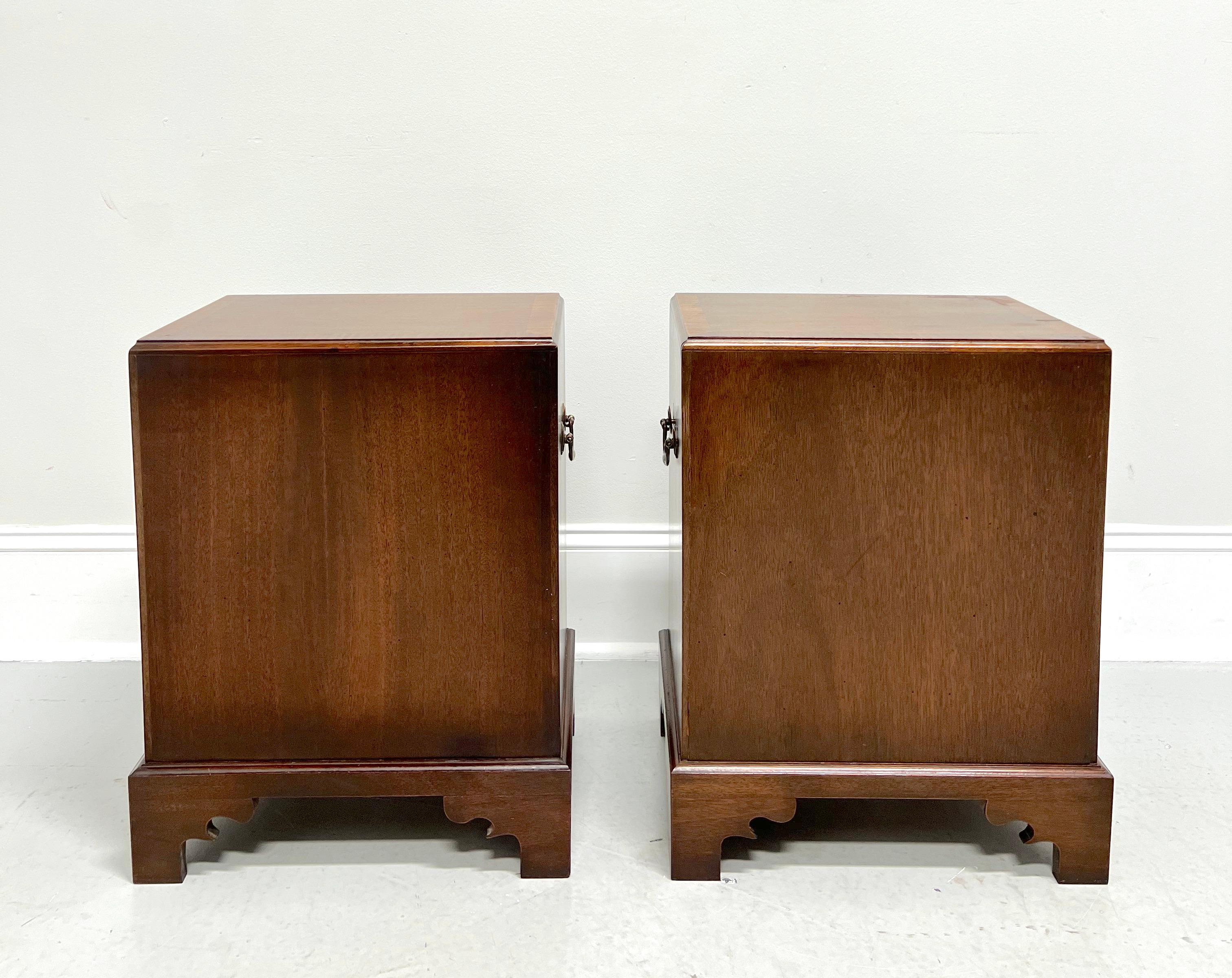 American Mid 20th Century Inlaid Banded Mahogany Diminutive Bedside Chests - Pair