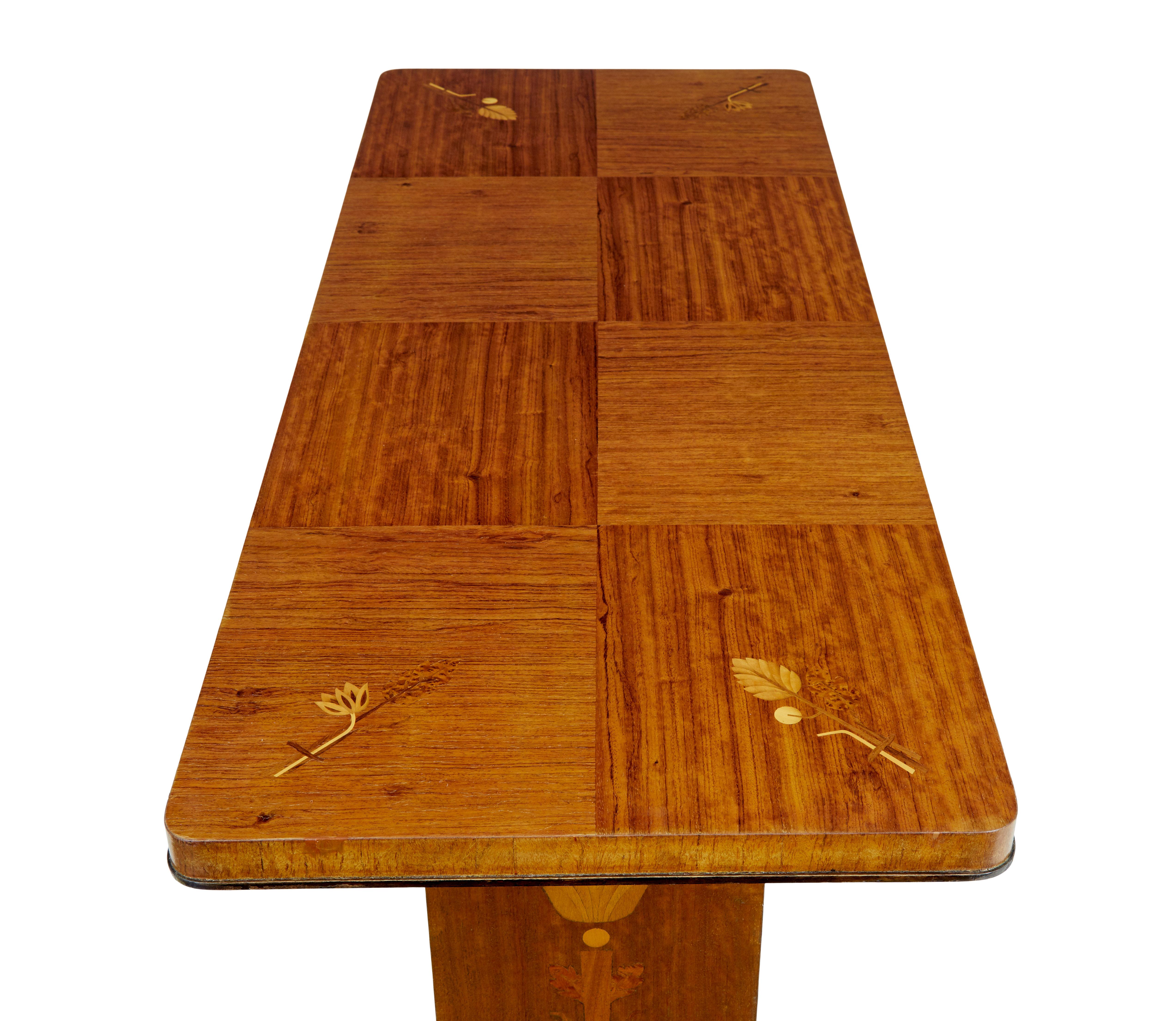 Birch Mid 20th Century inlaid birch coffee table For Sale