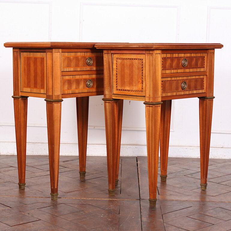 Louis XVI Mid-20th Century Inlaid Italian Nightstands Side Tables