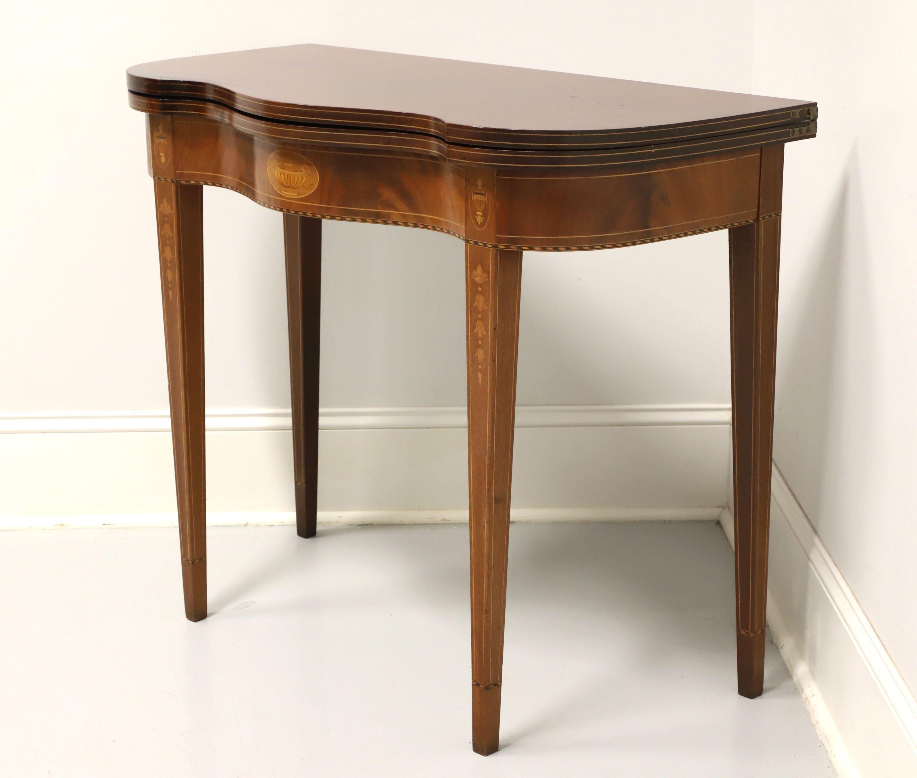 Mid 20th Century Inlaid Mahogany Federal Gateleg Flip Top Game / Console Table In Good Condition In Charlotte, NC