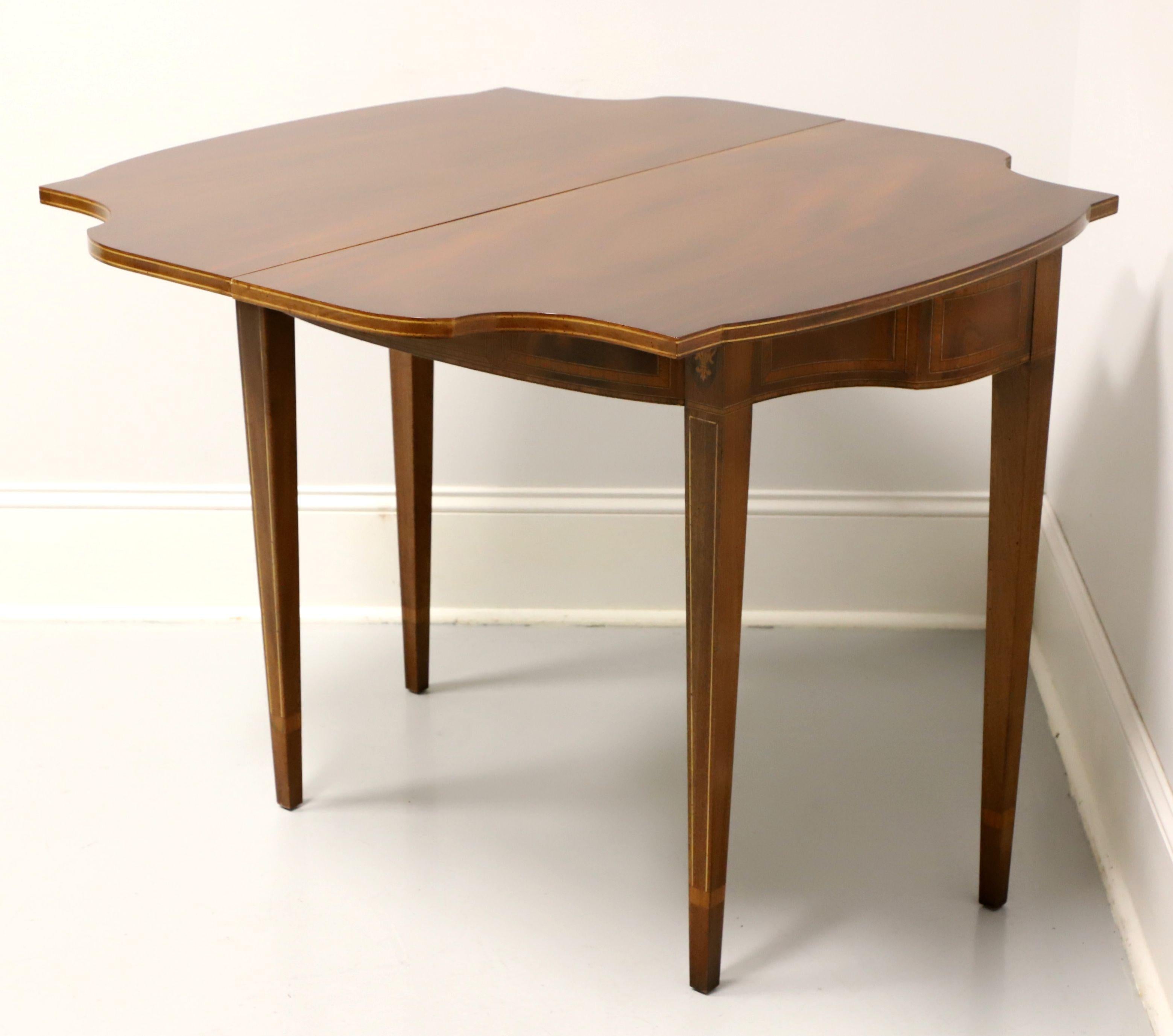 Mid 20th Century Inlaid Mahogany Federal Style Fold Top Game / Console Table - B 3