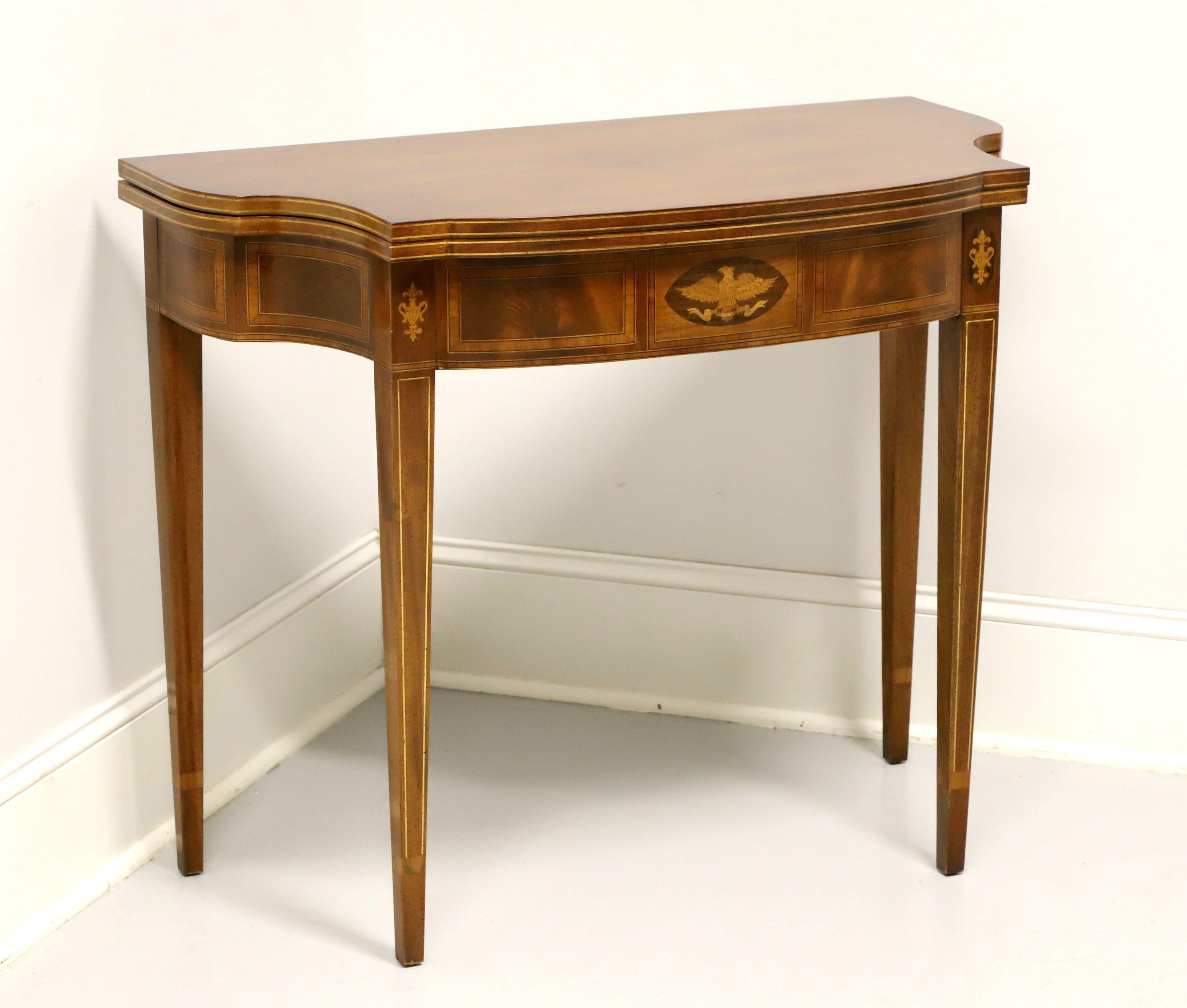 Mid 20th Century Inlaid Mahogany Federal Style Fold Top Game / Console Table - B 6