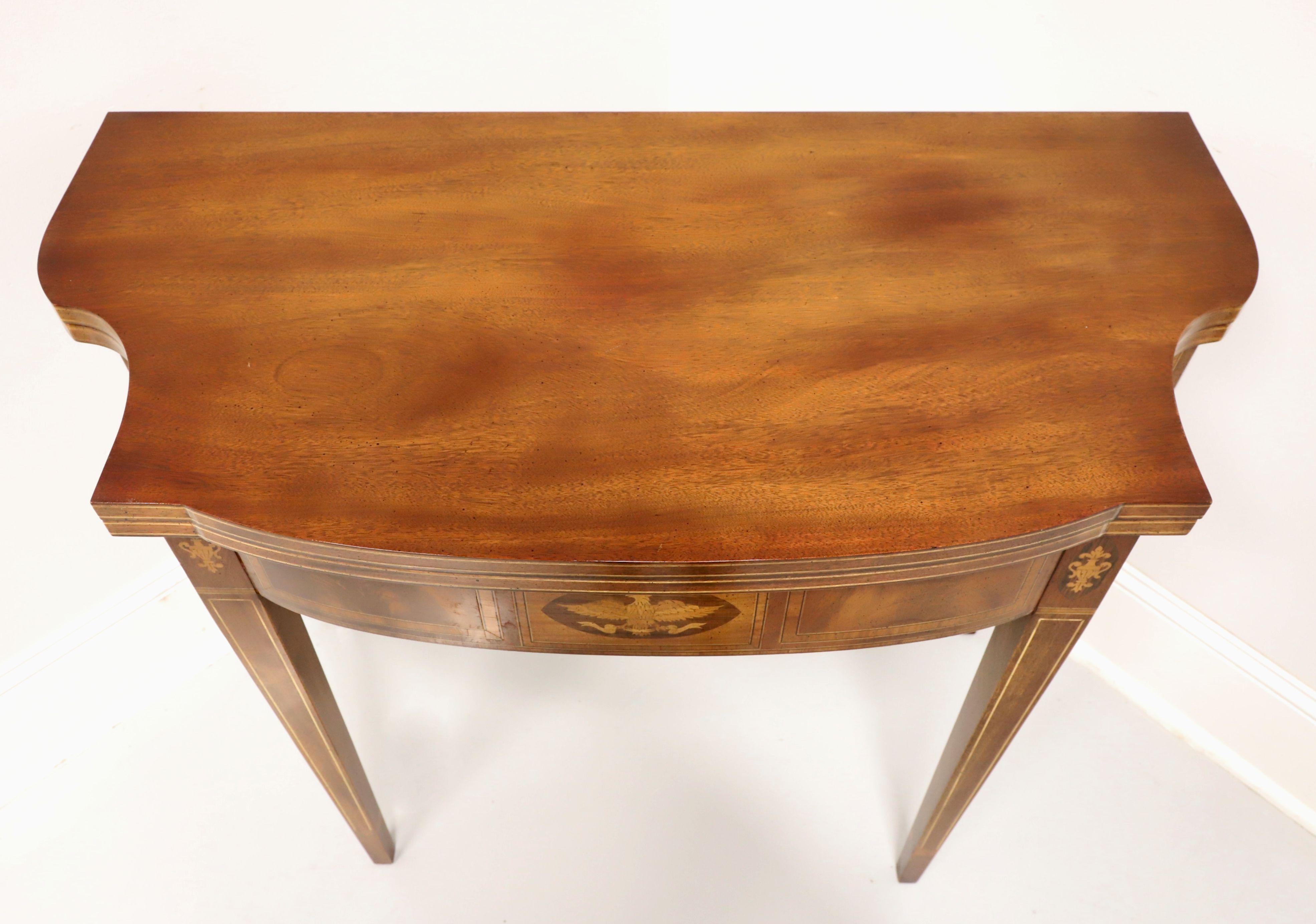 American Mid 20th Century Inlaid Mahogany Federal Style Fold Top Game / Console Table - B