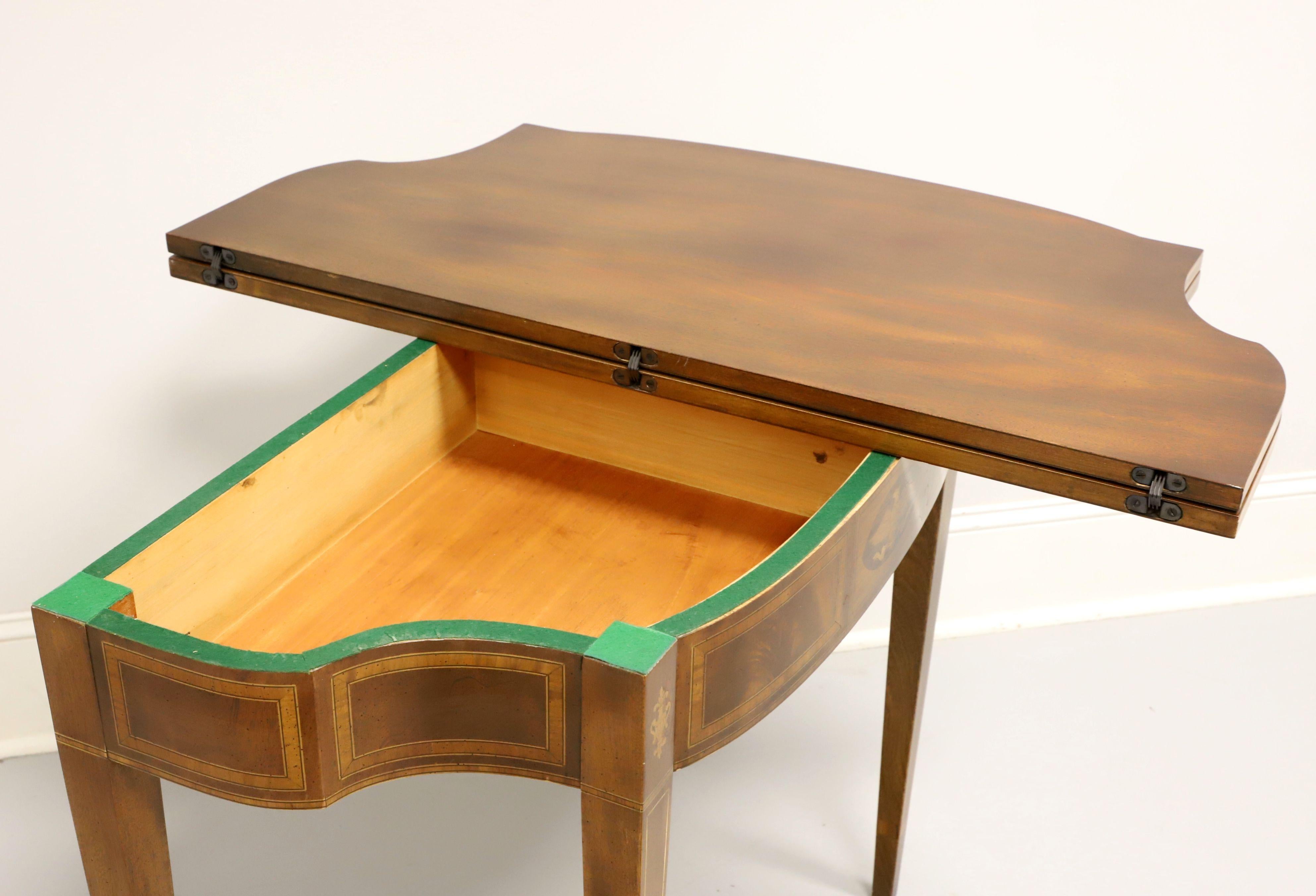 Mid 20th Century Inlaid Mahogany Federal Style Fold Top Game / Console Table - B In Good Condition In Charlotte, NC