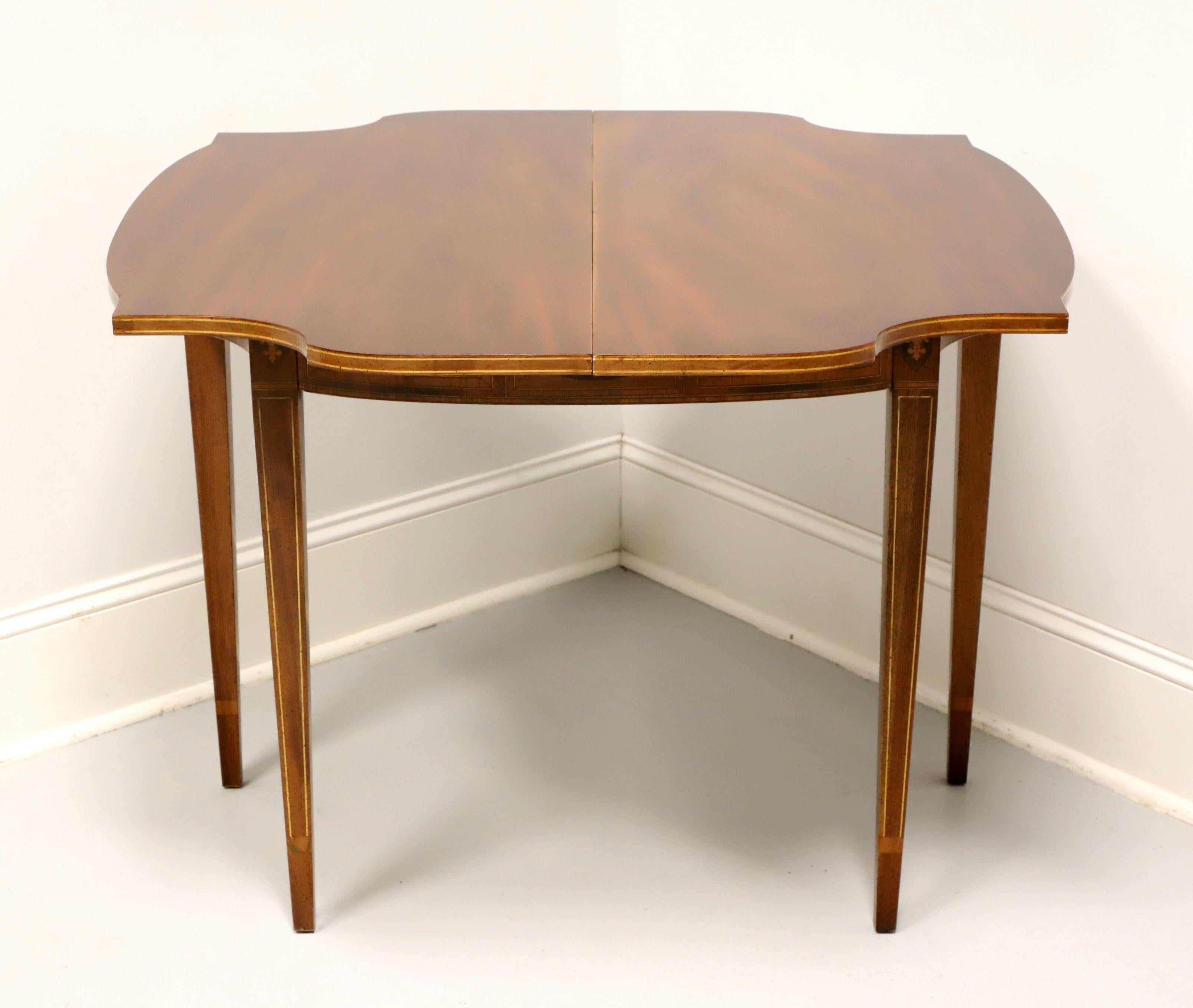 Mid 20th Century Inlaid Mahogany Federal Style Fold Top Game / Console Table - B 1