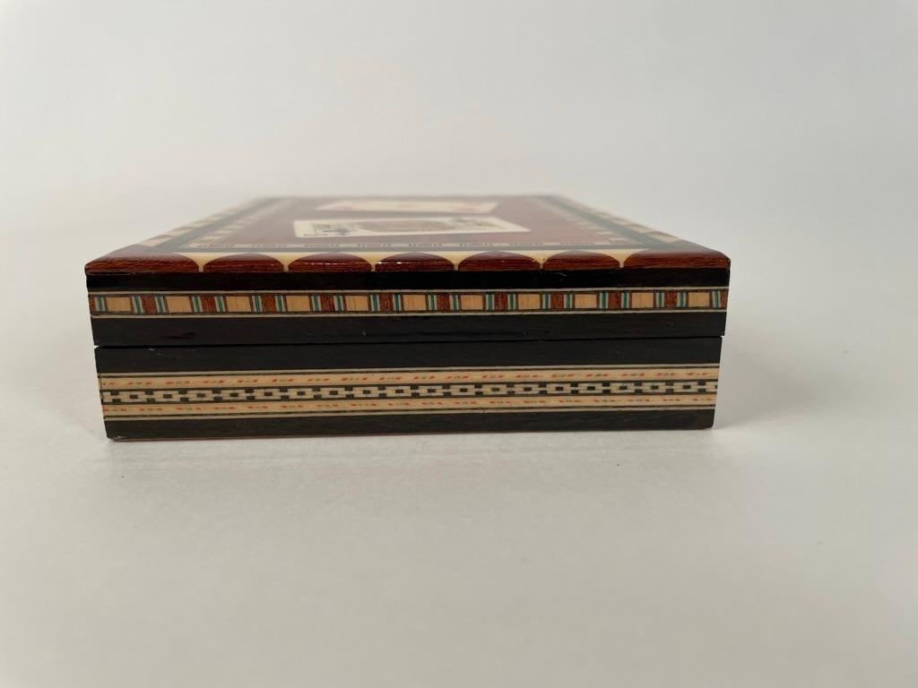 Mid-20th Century Inlaid Moroccan Playing Card Case Box For Sale 1