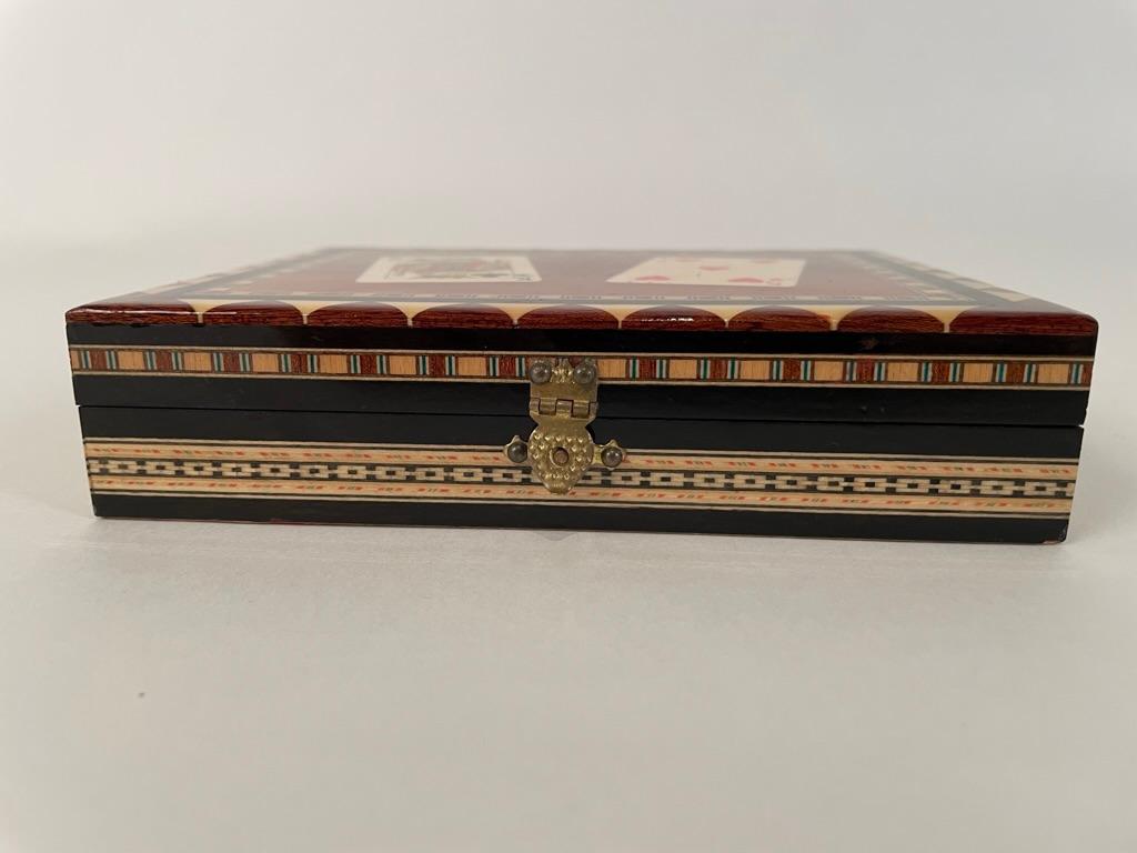 Mid-20th Century Inlaid Moroccan Playing Card Case Box For Sale 2