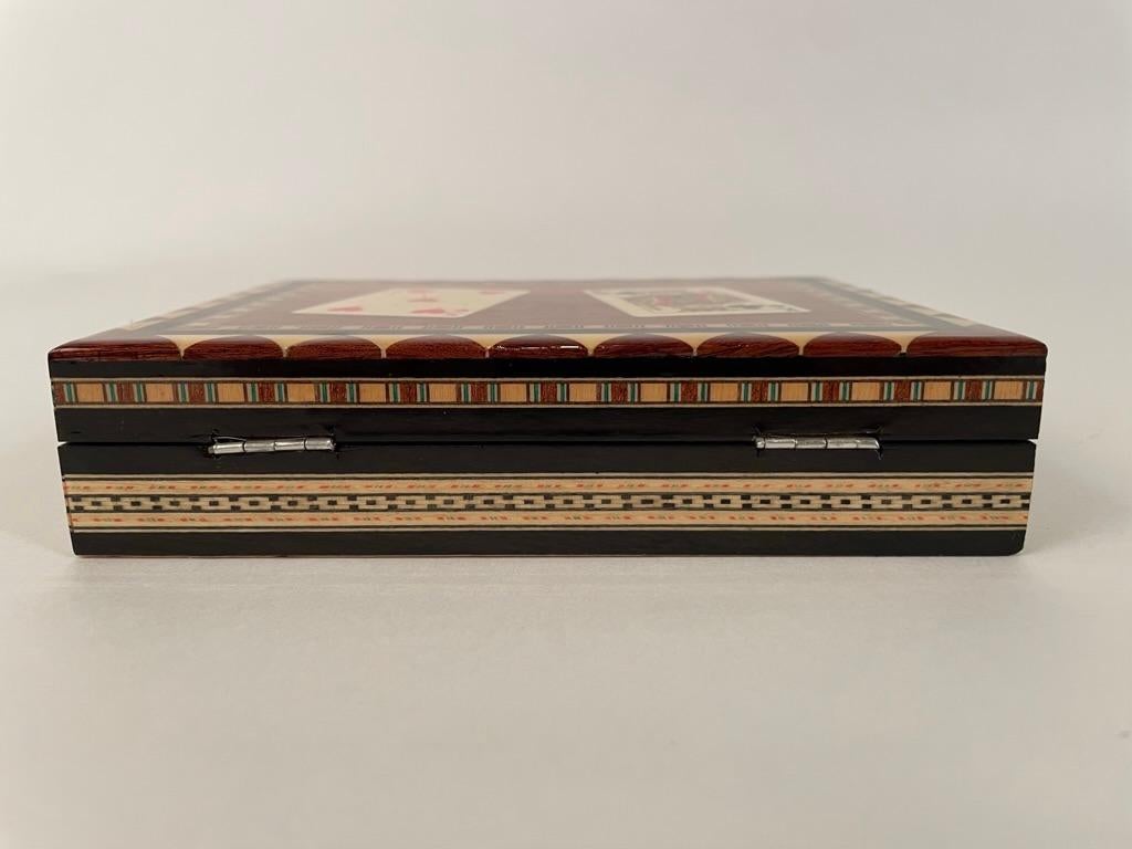 Mid-20th Century Inlaid Moroccan Playing Card Case Box For Sale 4
