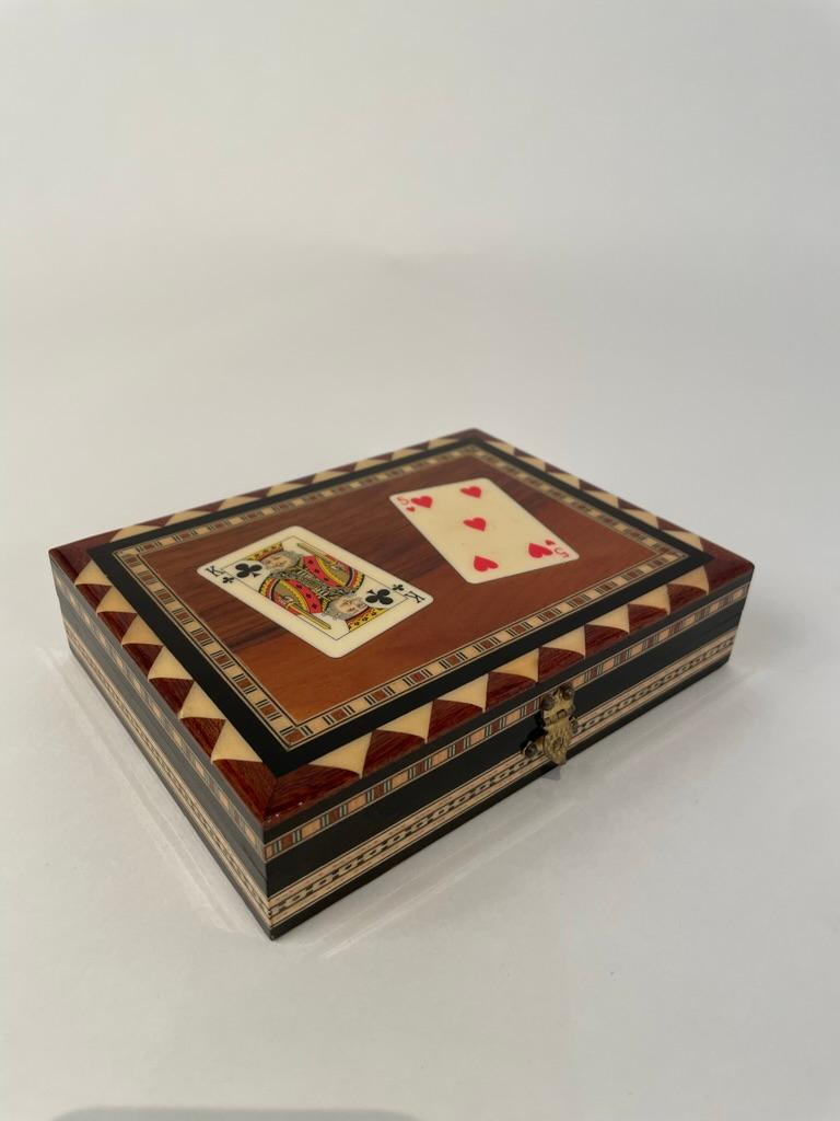 Mid-20th Century Inlaid Moroccan Playing Card Case Box For Sale 8