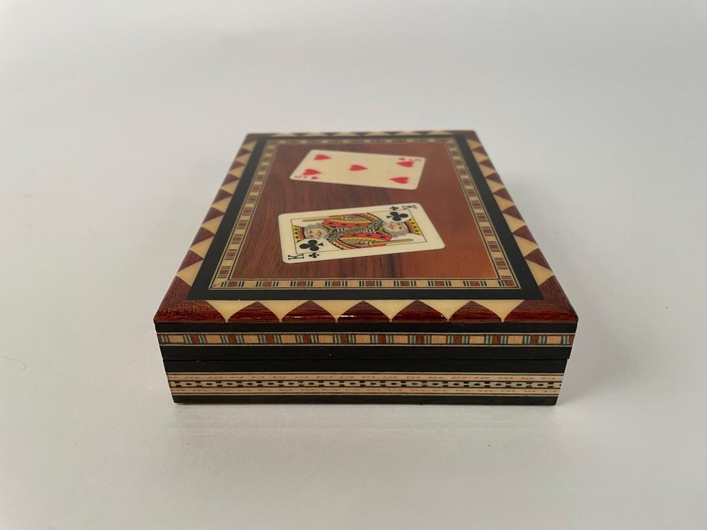 Bone Mid-20th Century Inlaid Moroccan Playing Card Case Box For Sale