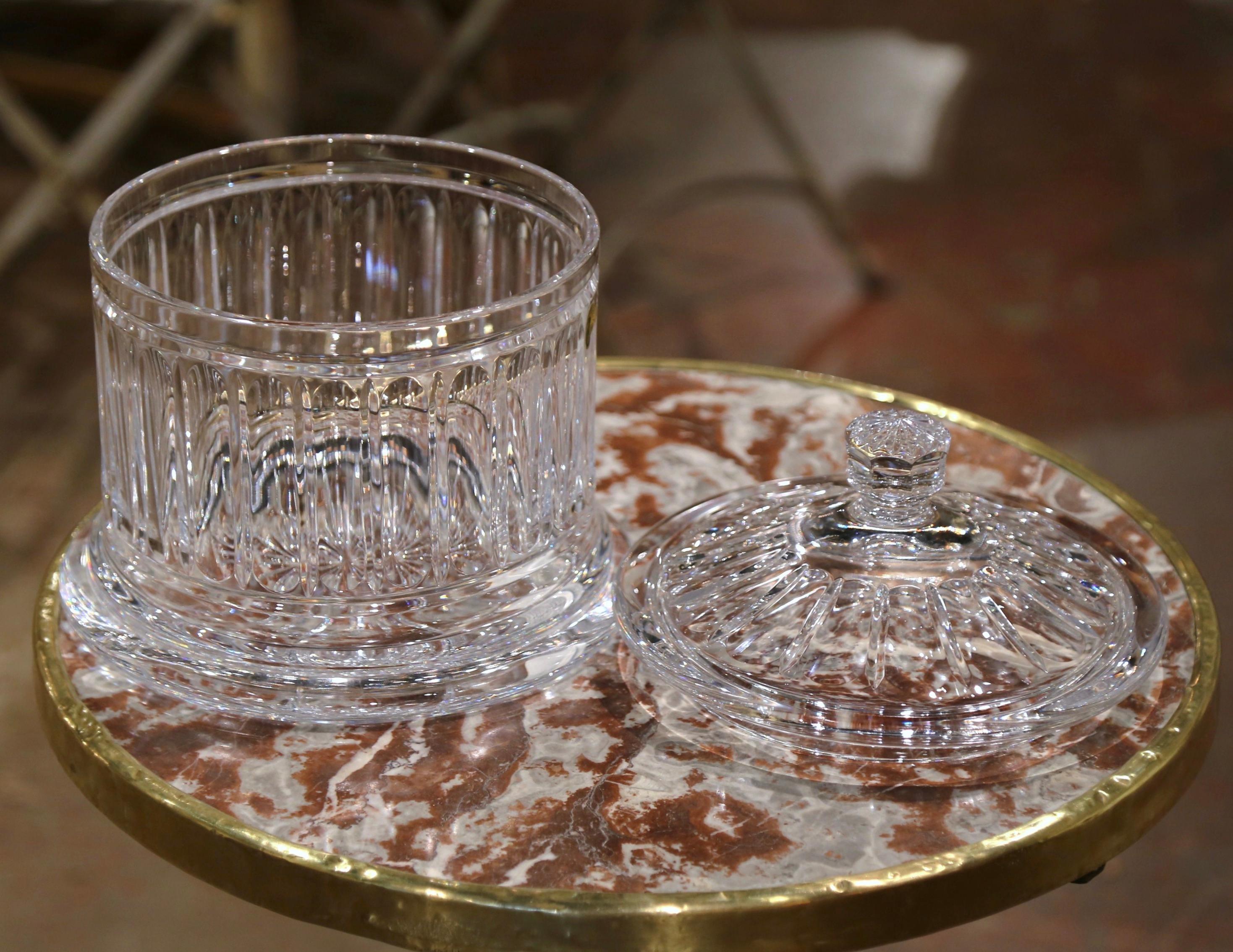 Etched Mid-20th Century Irish Waterford Crystal Cookie Jar with Lid
