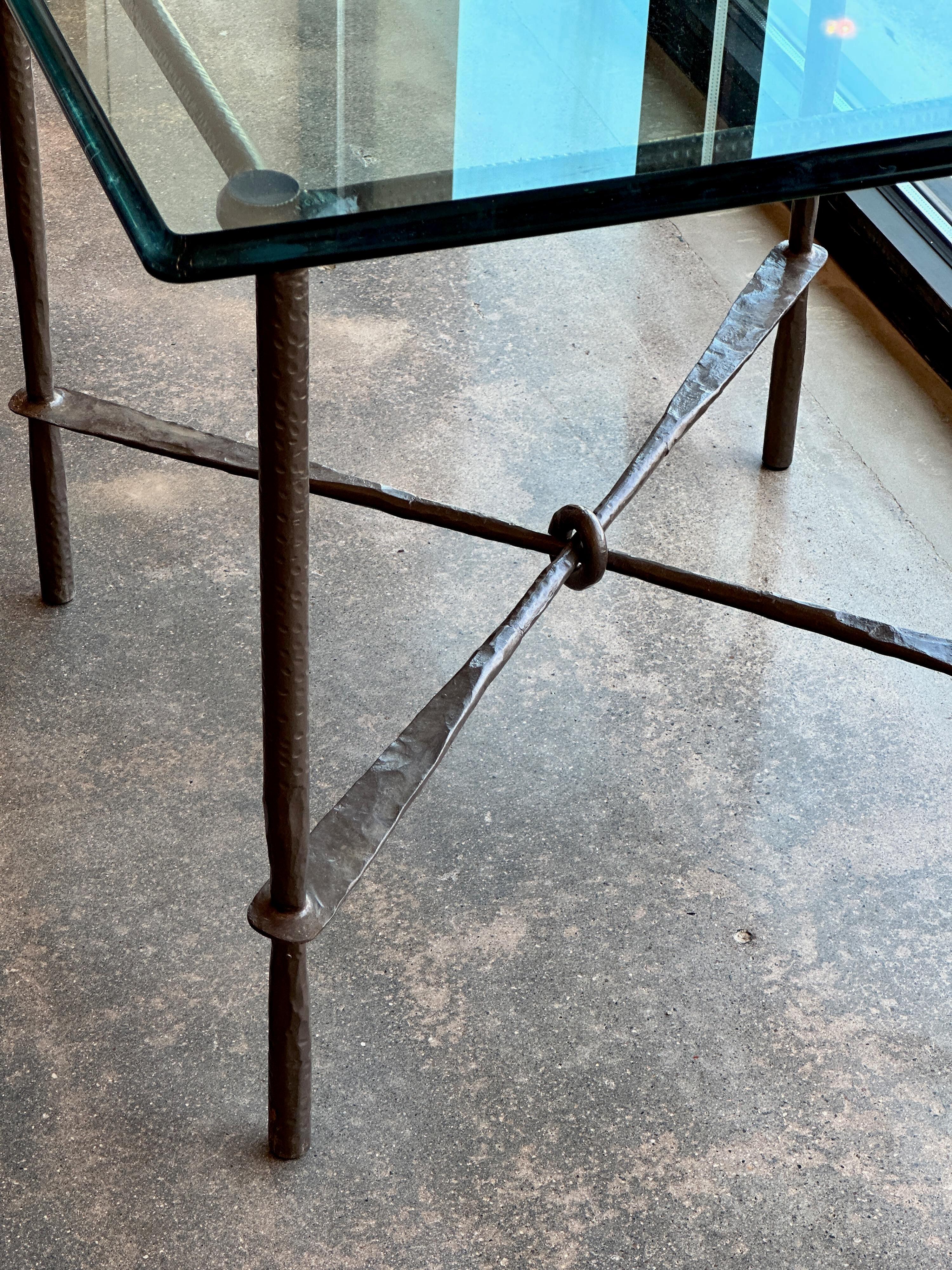 American Mid 20th Century Iron and Glass Table For Sale