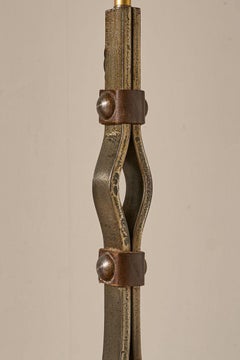 Tischlampe aus Eisen und Leder von Jean-Pierre Ryckaert aus der Mitte des 20.