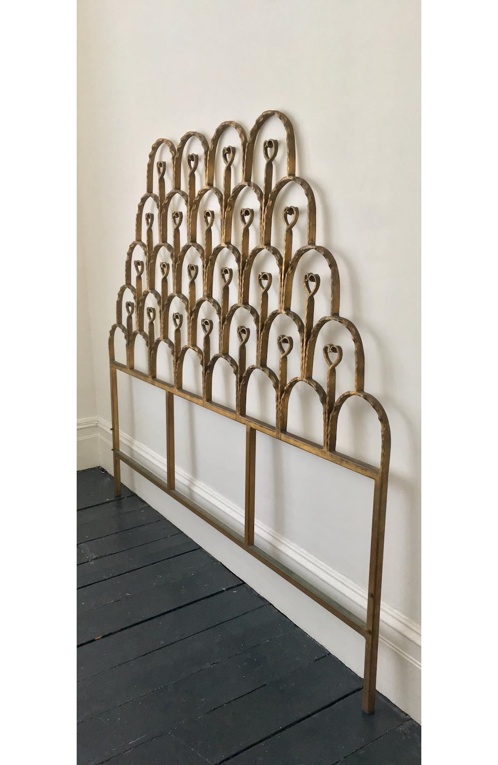 Mid-20th Century Iron Headboard with Heart-Shaped Details 1