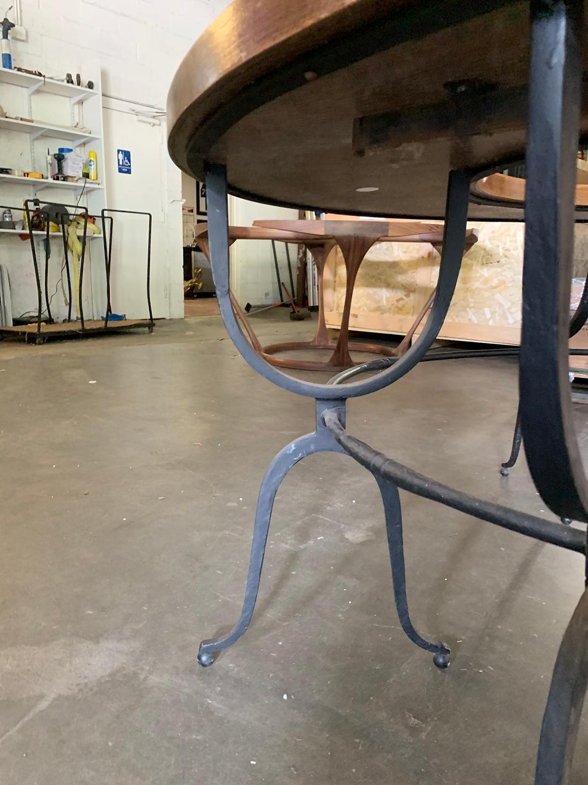 20th Century Iron and Oak U-Shaped Desk, Two Drop Leaves 6