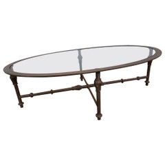 1960s Italian Mid-Century Modern Wrought Iron Oval Coffee Table