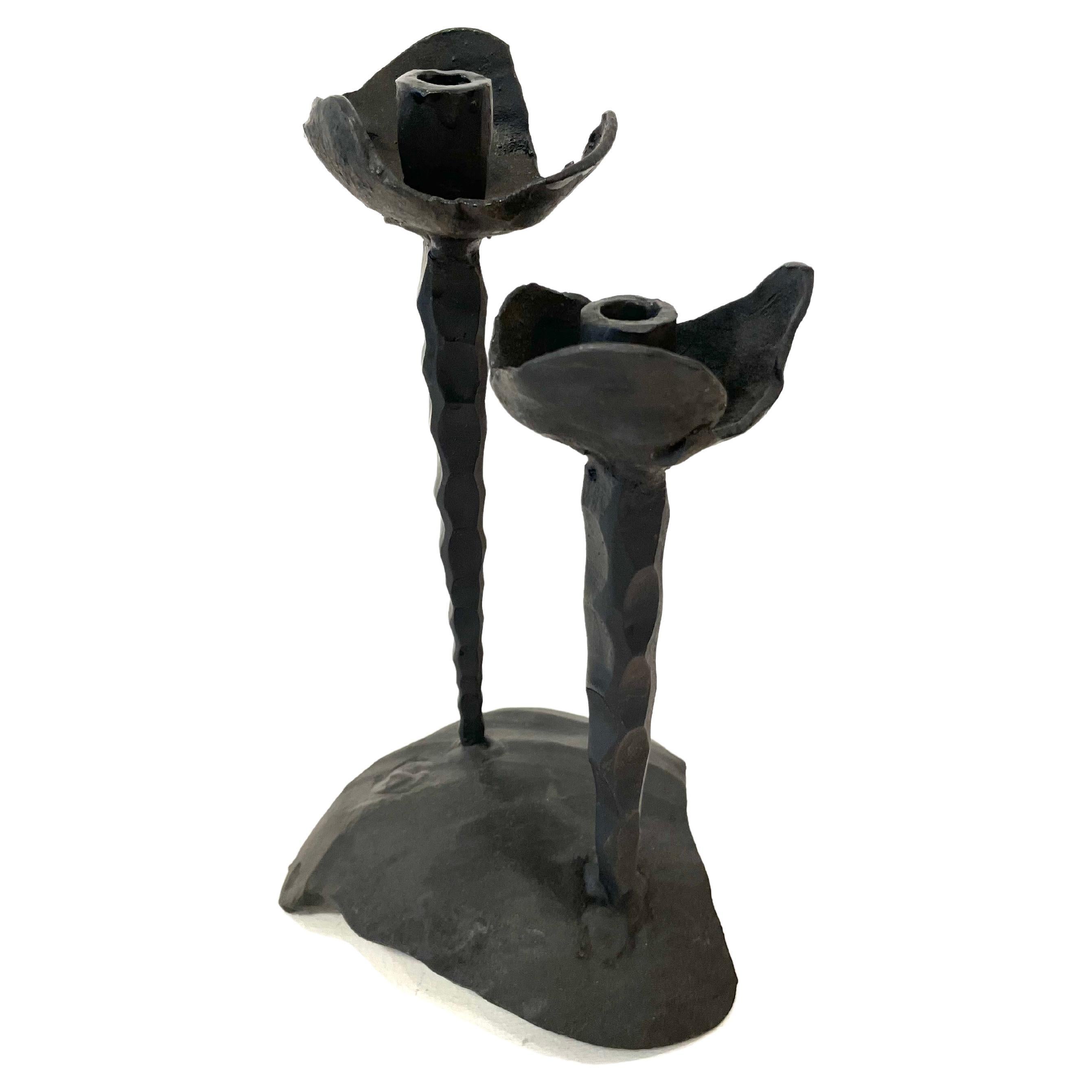 Mid-20th Century Israeli Iron Shabbat Candle Holder by David Palombo For Sale