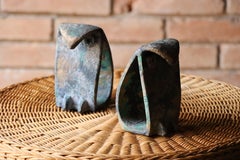 Mid-20th Century Isamu Noguchi Style Japanese Iron Owl Bookends