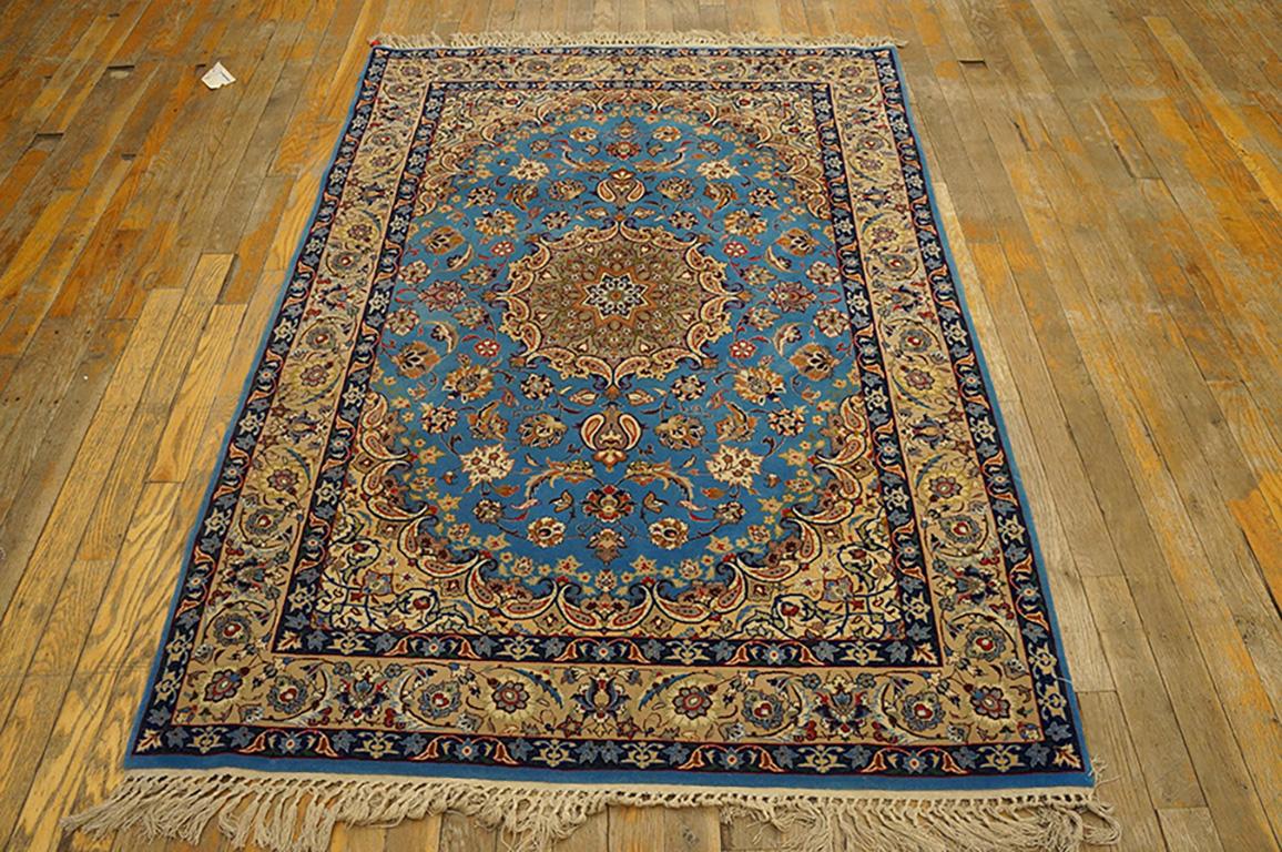 Persian Mid 20th Century Isfahan Carpet with Silk Highlights ( 3'6
