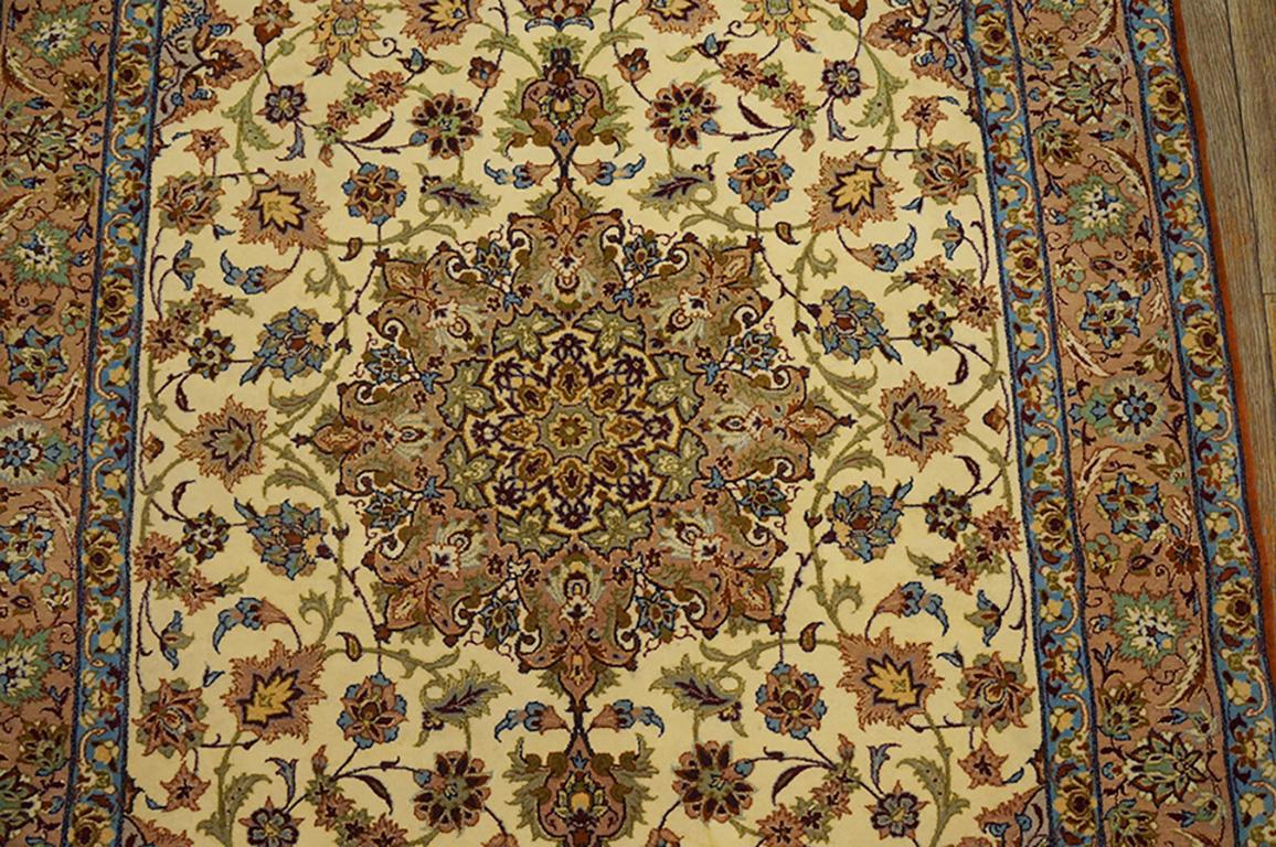 Mid 20th Century Isfahan Carpet with Silk Highlights ( 3'8