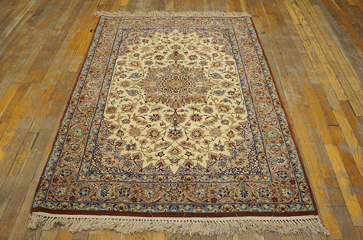 Mid 20th Century Isfahan Carpet with Silk Highlights ( 3'8
