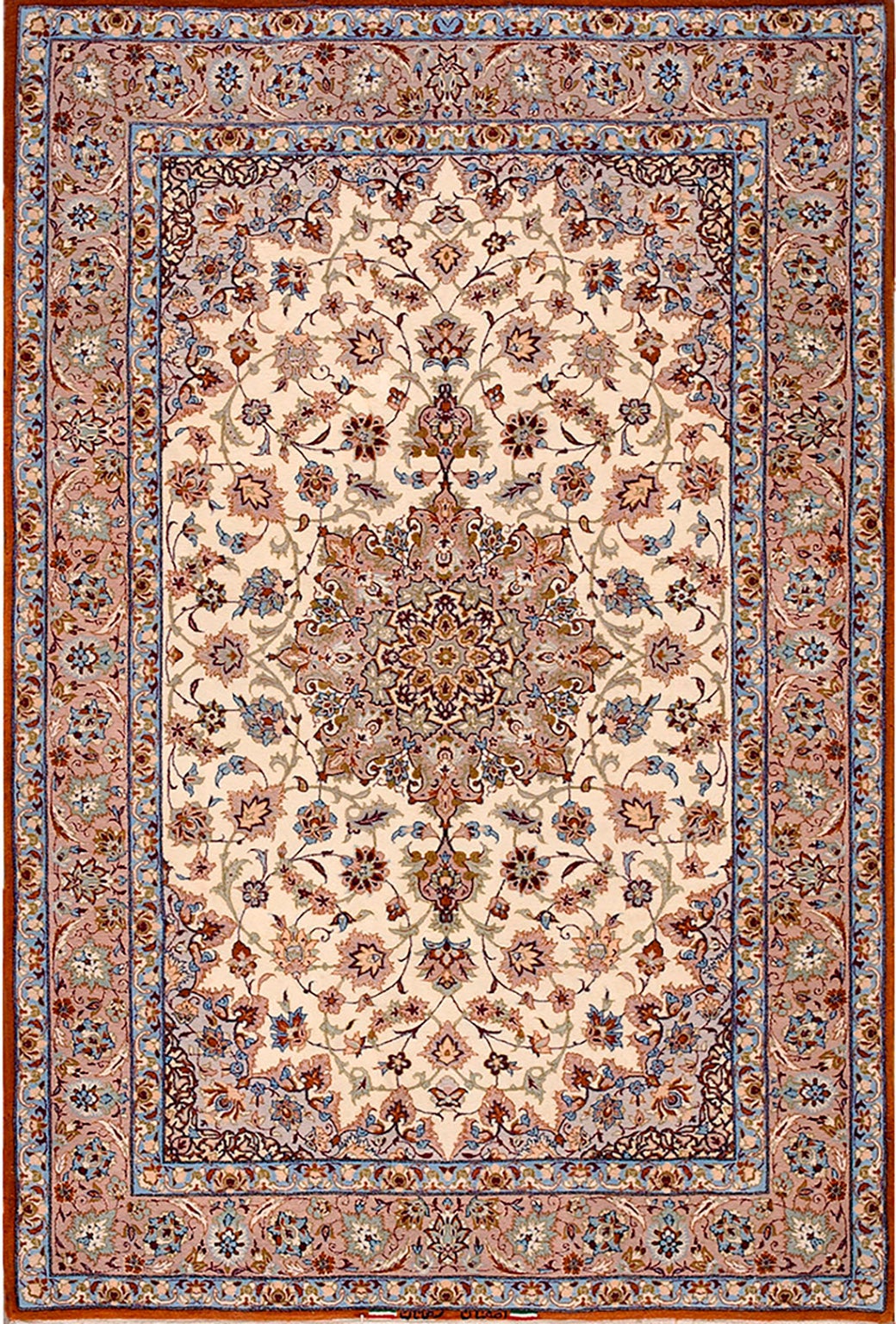 Mid 20th Century Isfahan Carpet with Silk Highlights ( 3'8" x 5'5" - 112 x 165 ) For Sale
