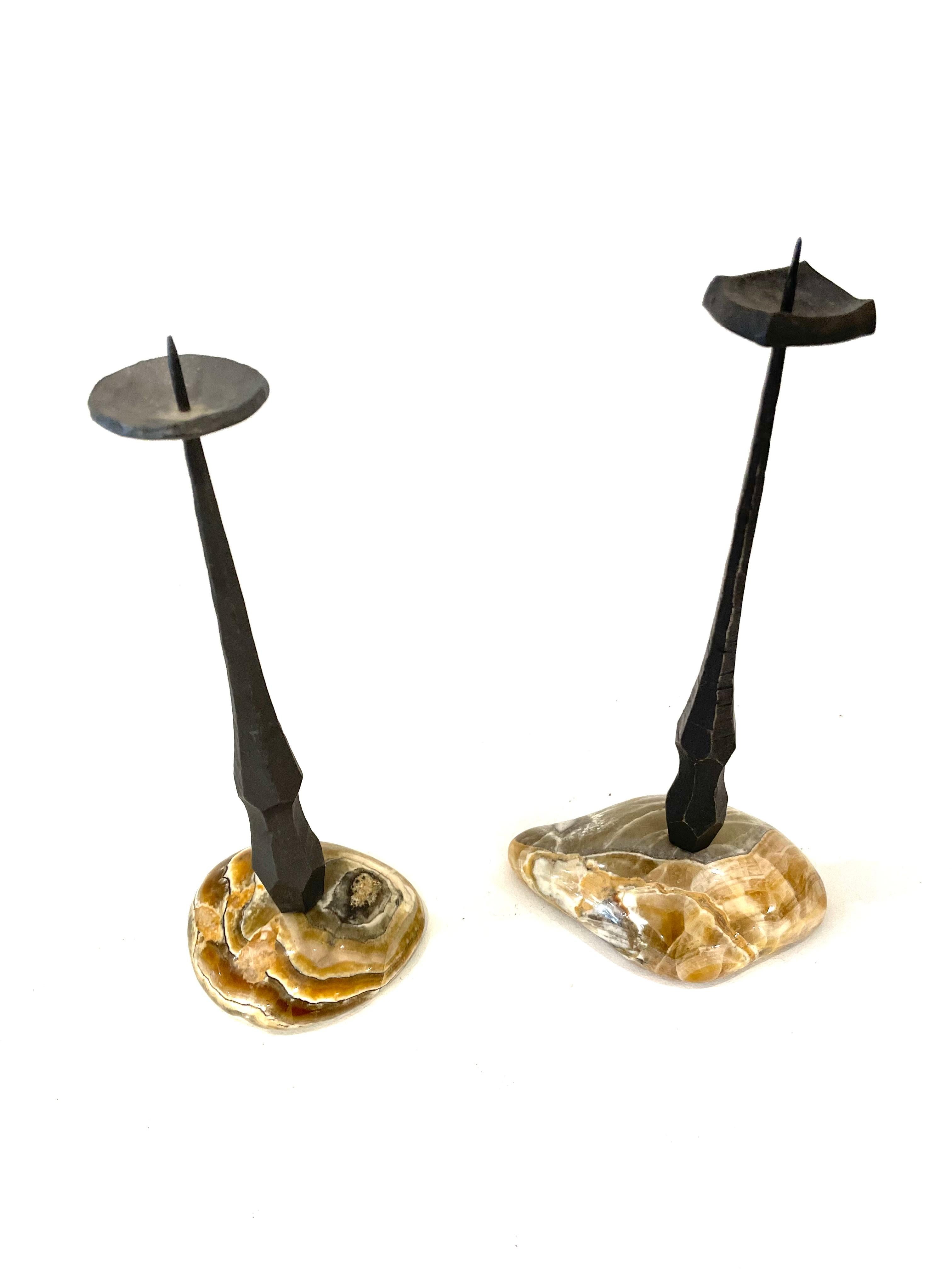 Mid-20th Century Israeli Brutalist Candlesticks by David Palombo For Sale 1