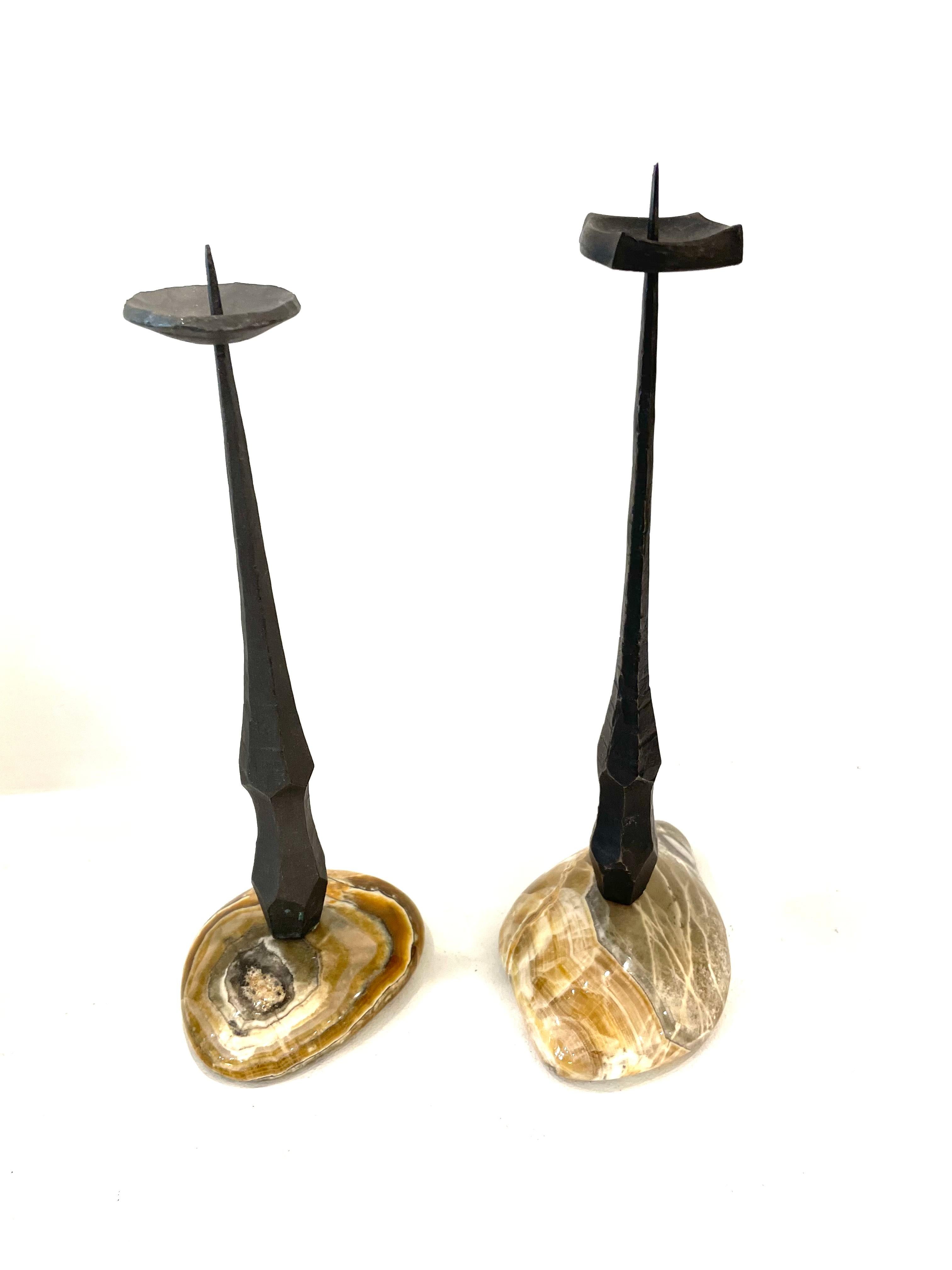 Mid-20th Century Israeli Brutalist Candlesticks by David Palombo For Sale 2