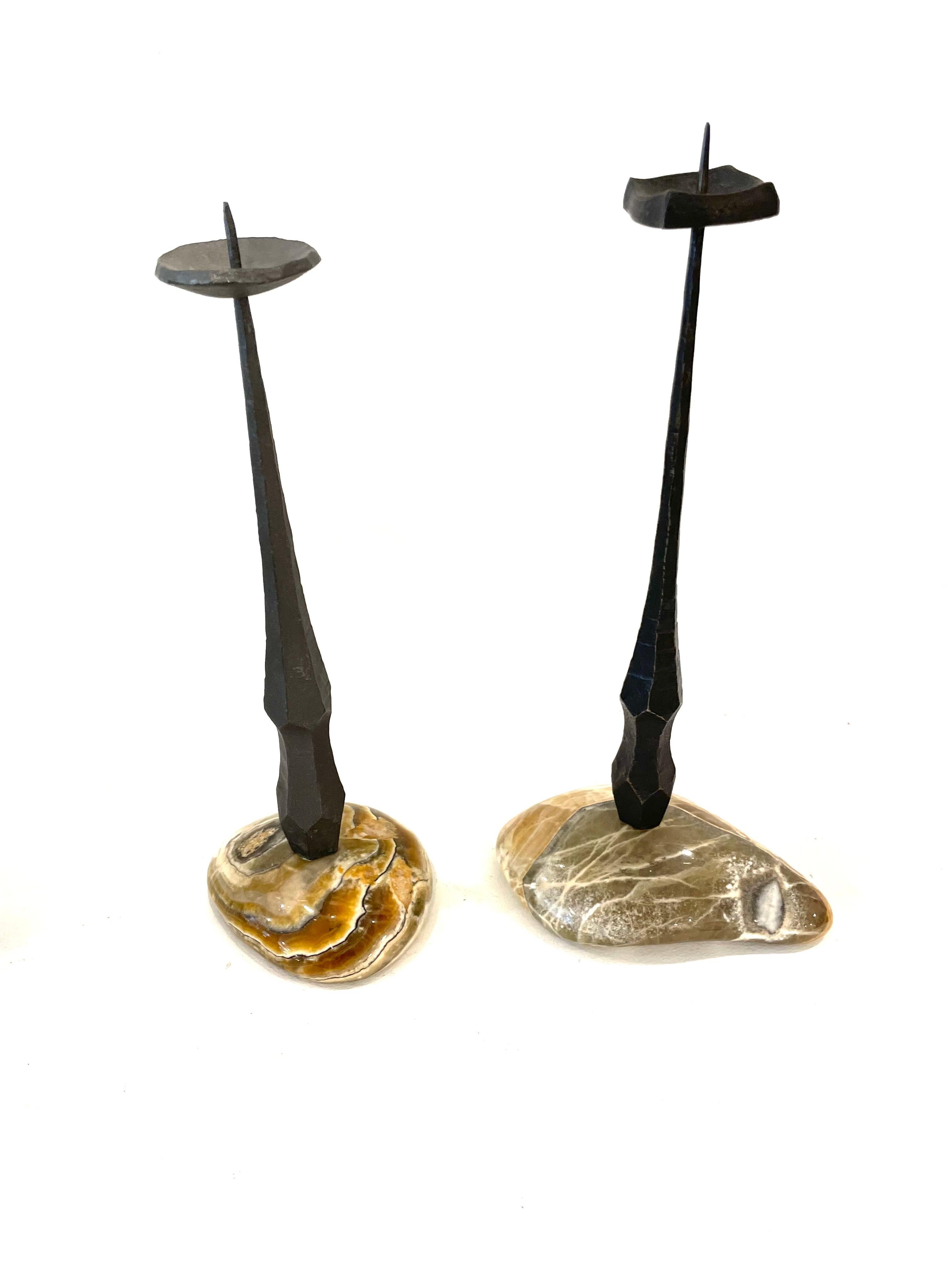 Mid-20th Century Israeli Brutalist Candlesticks by David Palombo For Sale 3