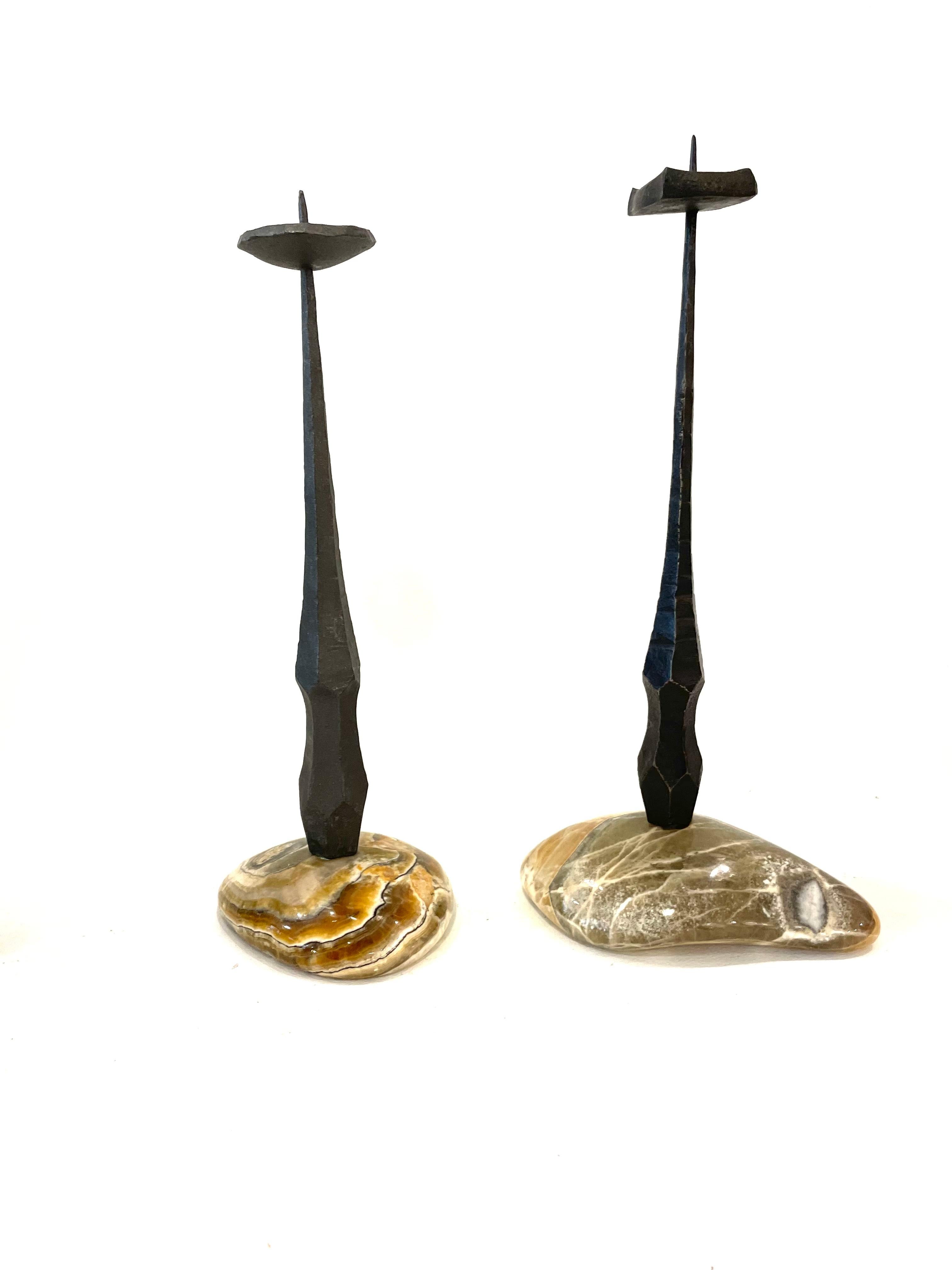 Mid-20th Century Israeli Brutalist Candlesticks by David Palombo For Sale 4