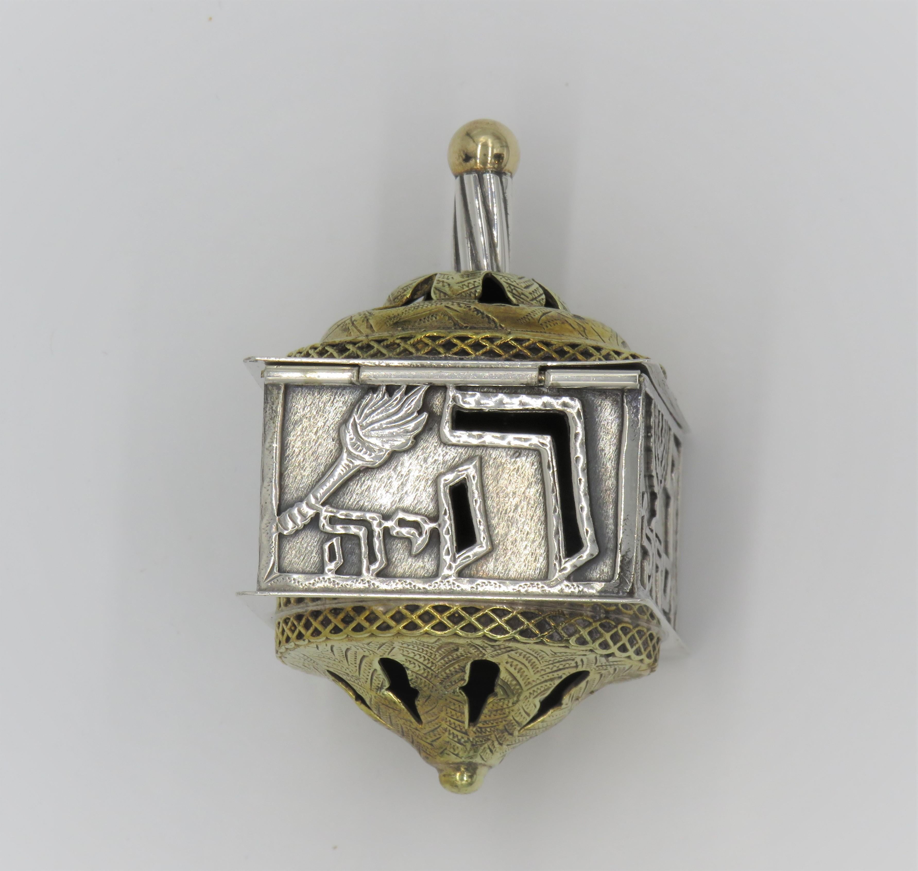 Mid-20th Century Israeli Silver Dreidel In Excellent Condition In New York, NY
