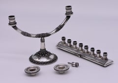 Mid-20th Century Israeli Silver Hanukkah Lamp by Bezalel School Jerusalem