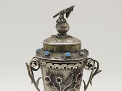 Mid-20th Century Israeli Silver Hanukkah Lamp & Havdalah Set in Kiddush Goblet