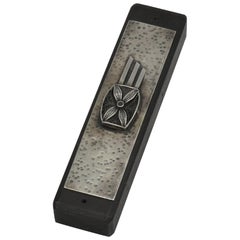 Vintage Mid-20th Century Israeli Silver and Wood Mezuzah Case