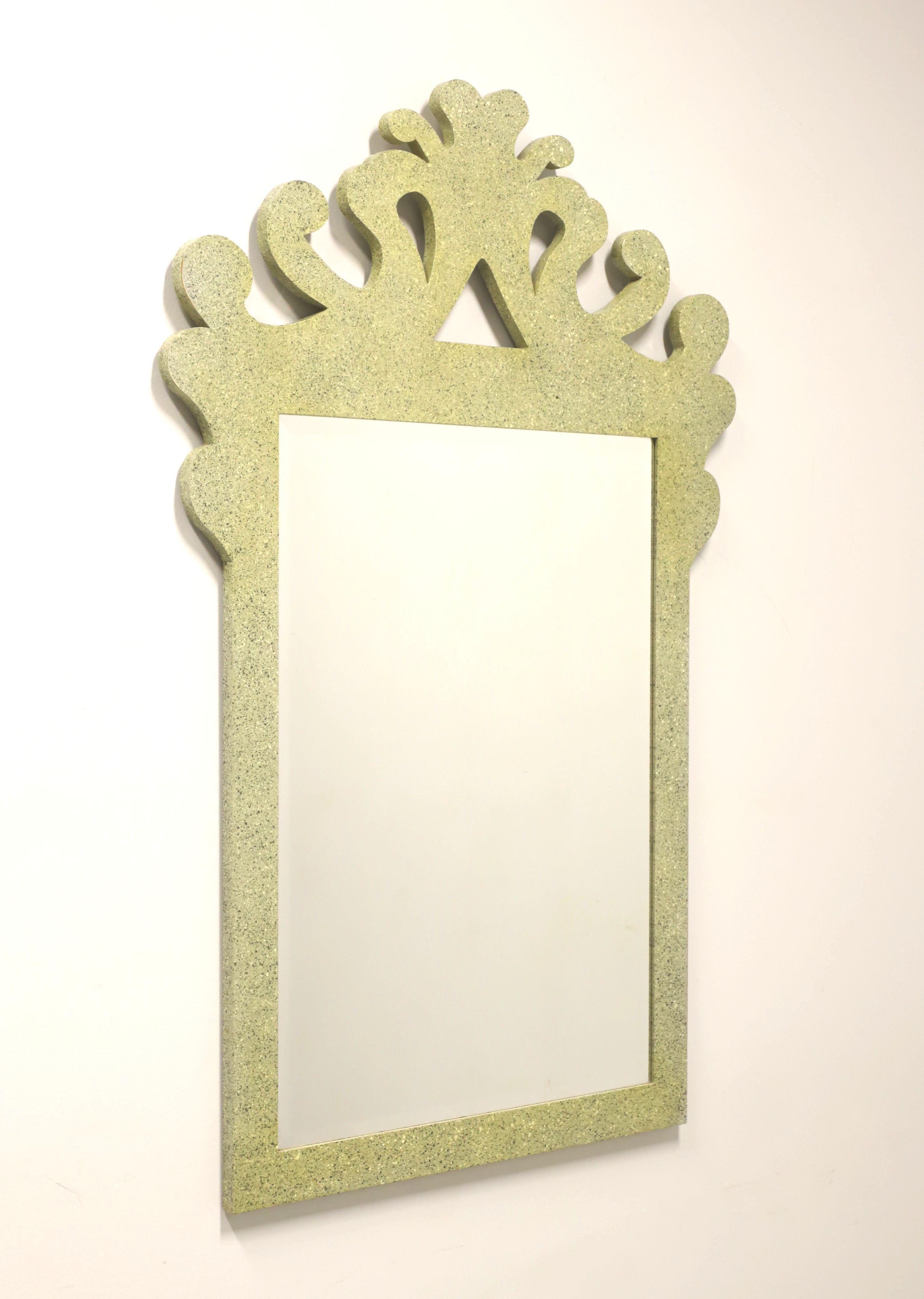 Mid 20th Century Italian Art Deco Green Speckled Beveled Wall Mirror For Sale 5