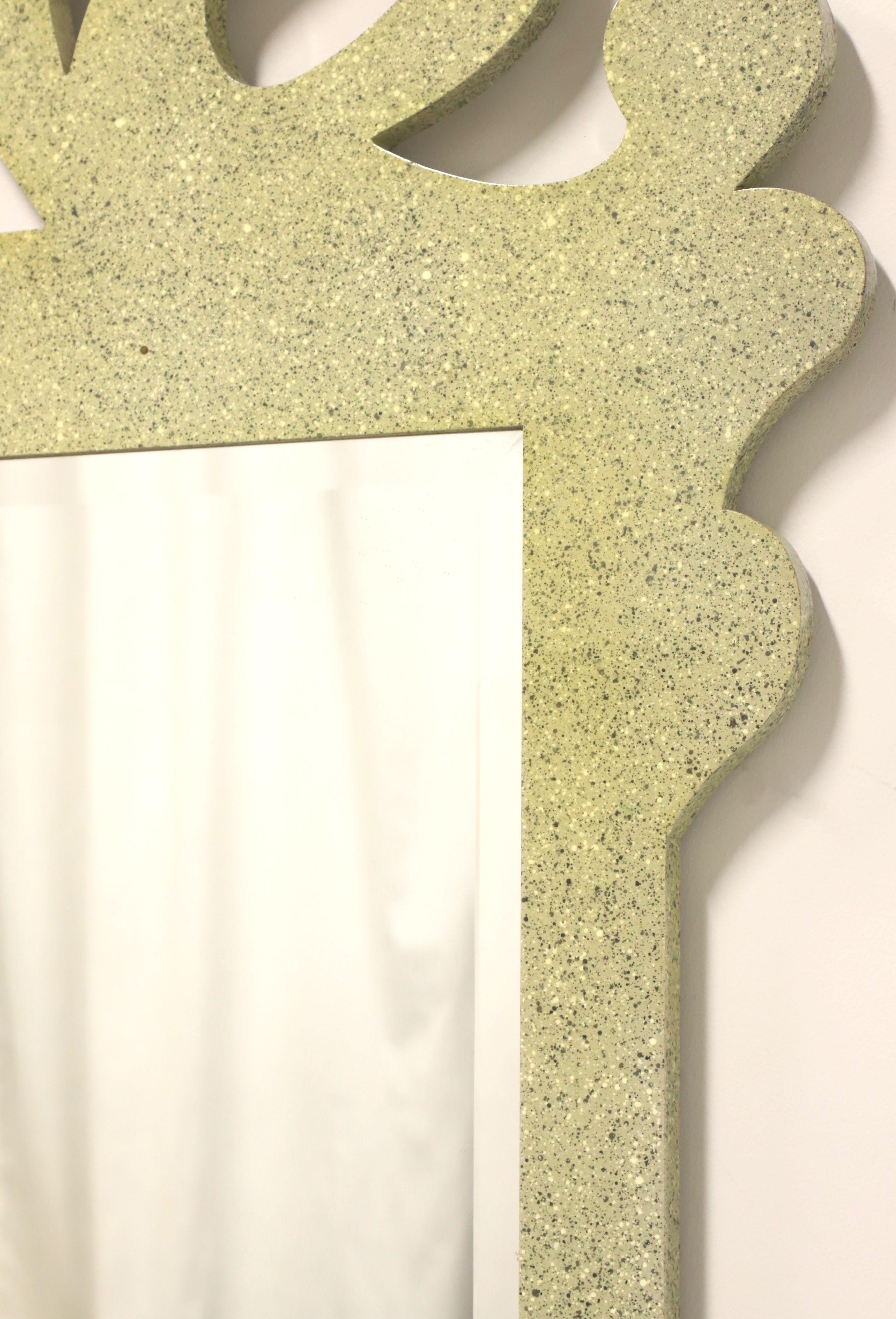 Mid 20th Century Italian Art Deco Green Speckled Beveled Wall Mirror For Sale 1