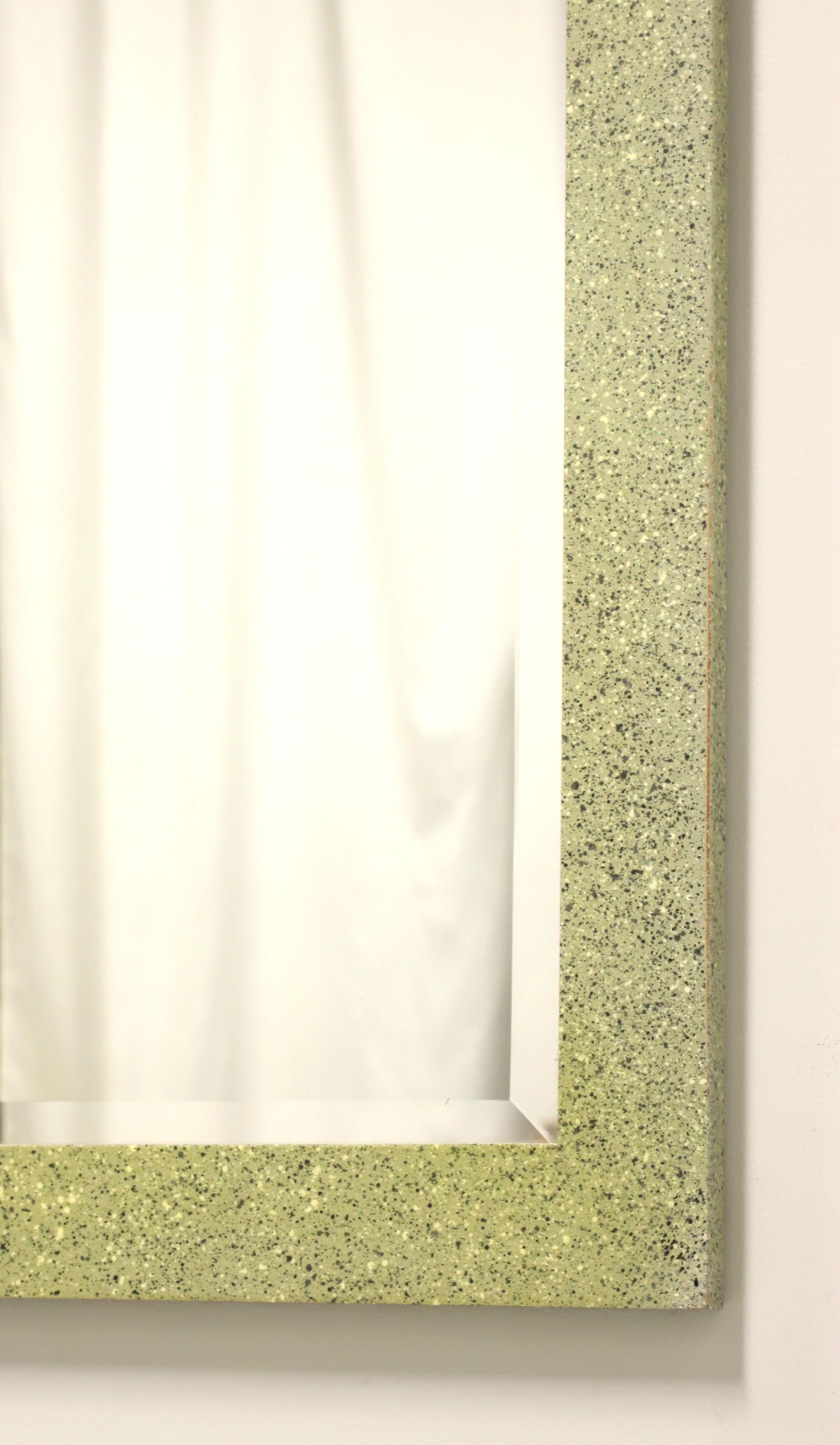 Mid 20th Century Italian Art Deco Green Speckled Beveled Wall Mirror For Sale 2