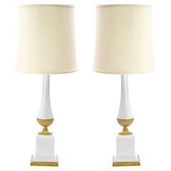 Mid-20th Century Italian Art Deco Porcelain Table Lamps/Gilt Brass Accents