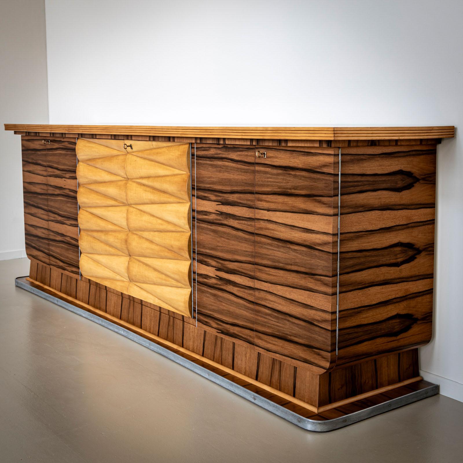 Satinwood Mid-20th Century Italian Art Deco Sideboard, Italy For Sale