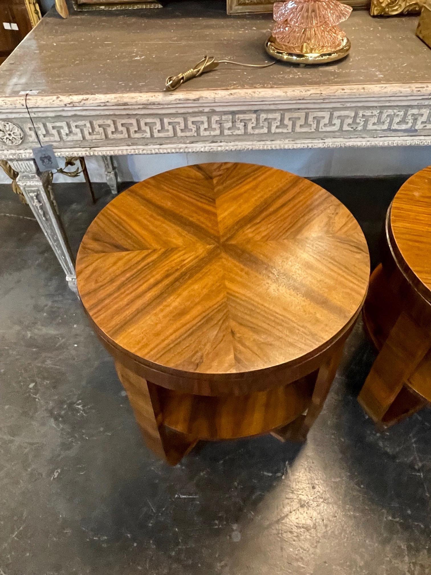 Mid 20th Century Italian Art Deco Style Walnut Side Tables In Good Condition In Dallas, TX