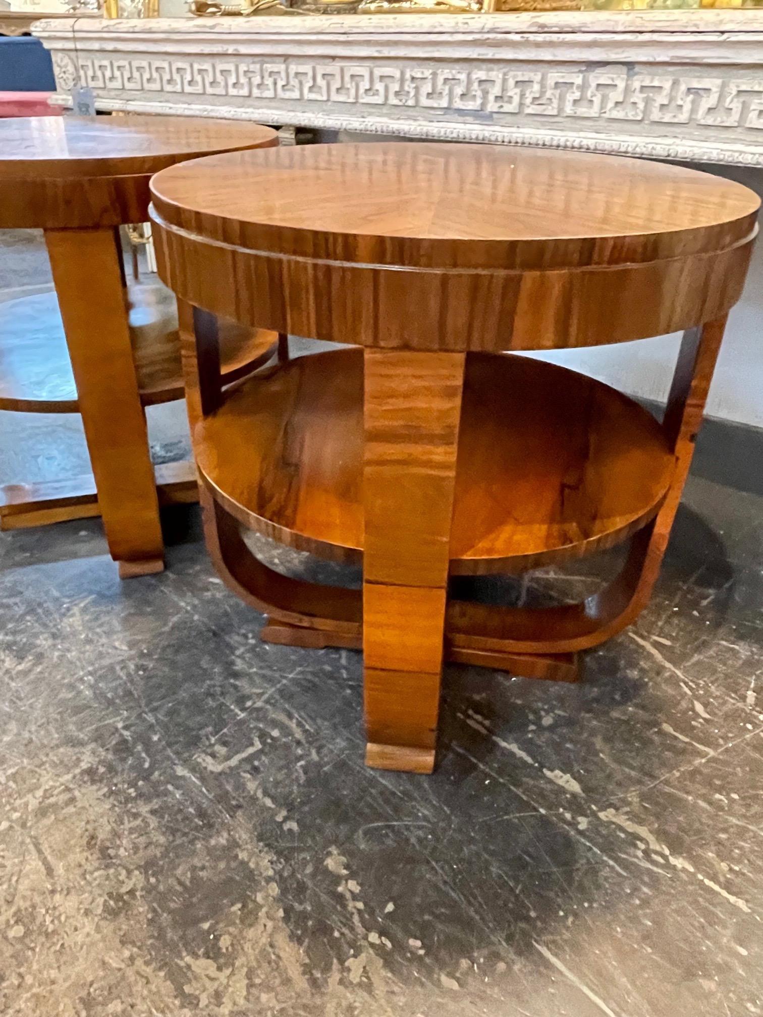 Mid 20th Century Italian Art Deco Style Walnut Side Tables 3
