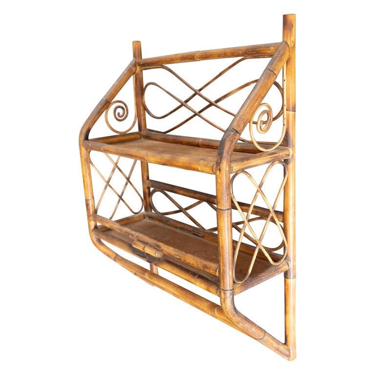 Mid-20th Century Italian Bamboo Wall Shelf For Sale at 1stDibs