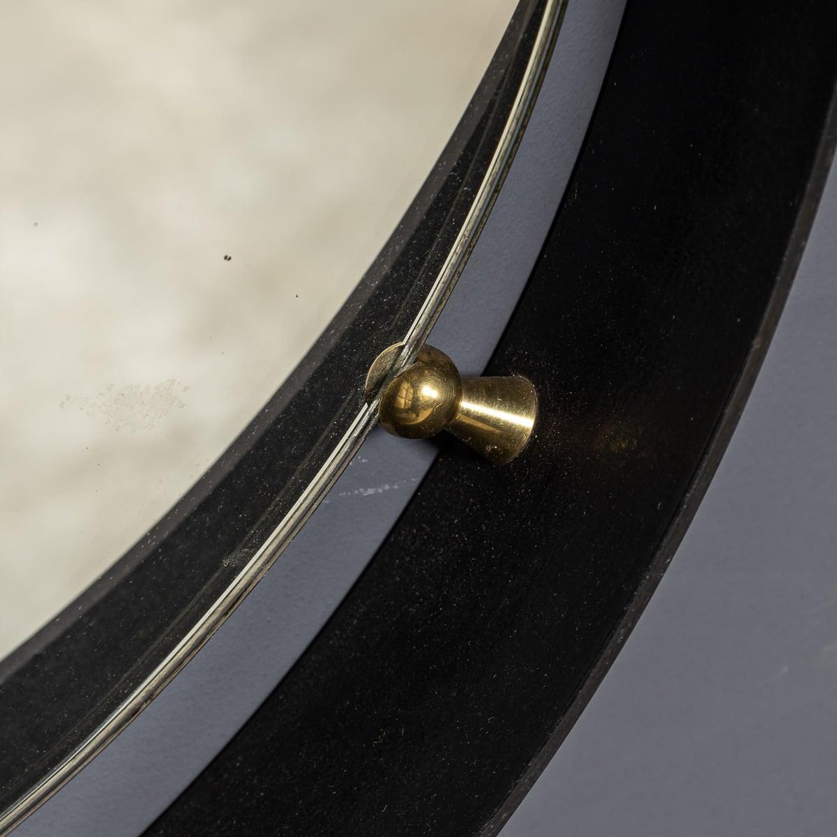 Miroir à cadre en métal noir et console en laiton, Italie, milieu du XXe siècle, c.1950 en vente 6