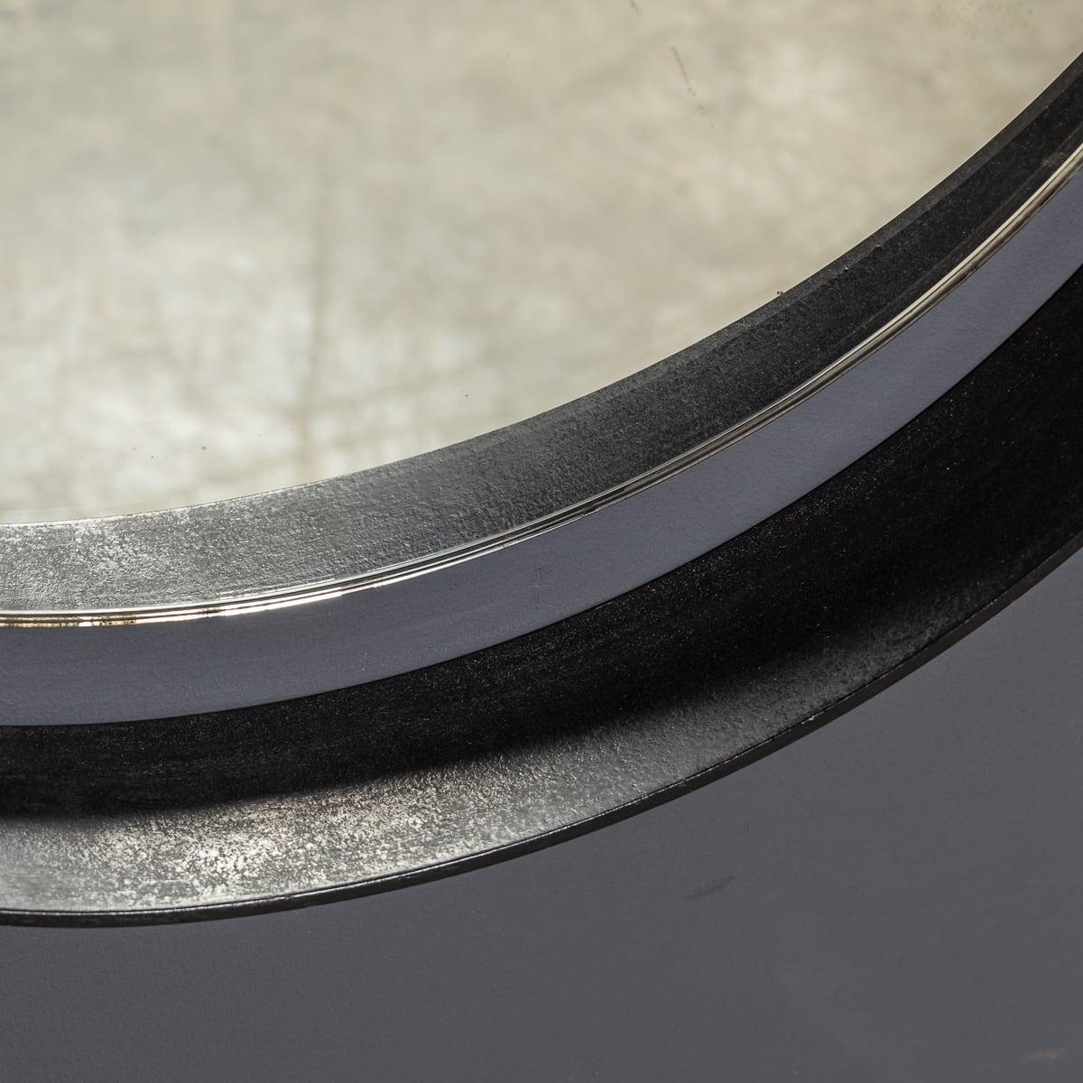 Miroir à cadre en métal noir et console en laiton, Italie, milieu du XXe siècle, c.1950 en vente 9